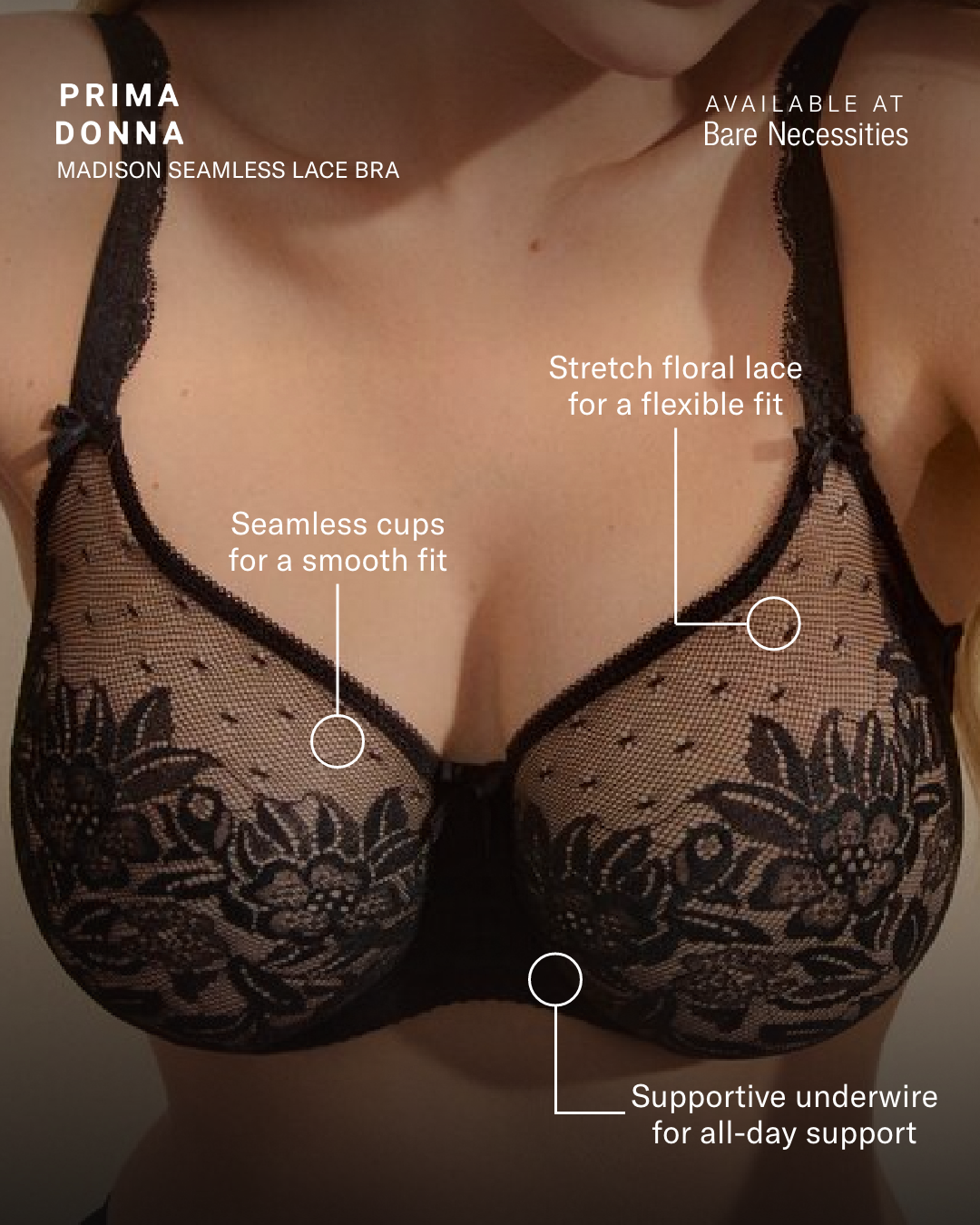 BARE NECESSITIES Facebook ad: Meet the Madison Seamless Lace Bra