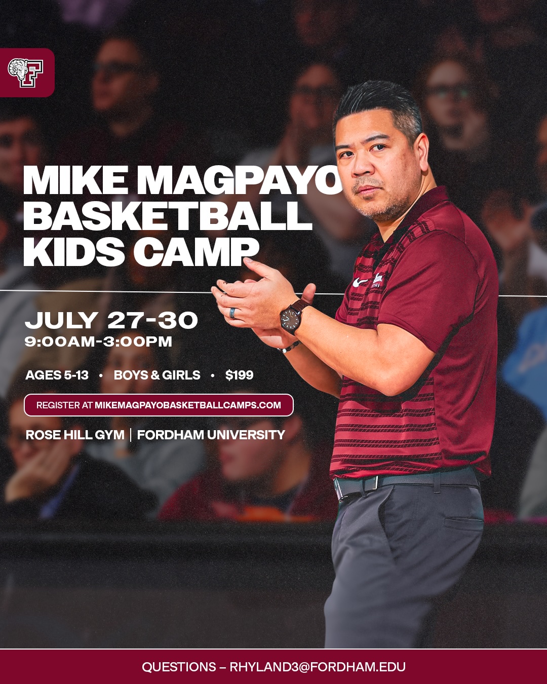 Mike Magpayo Basketball Camps at Fordham University Facebook ad from May 8, 2026