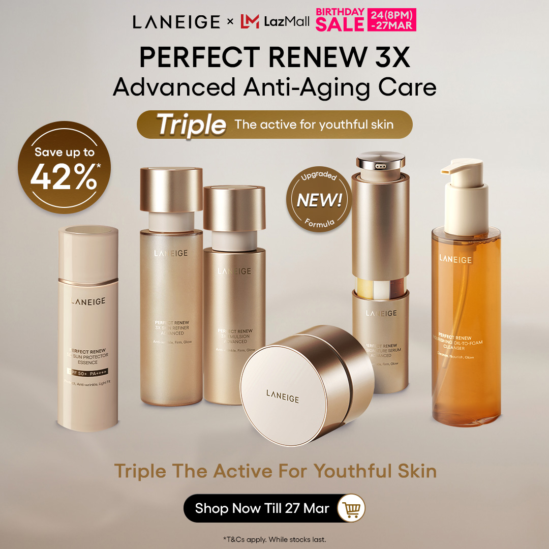 Laneige MY Facebook ad: Laneige's Anti-aging care with 3x action