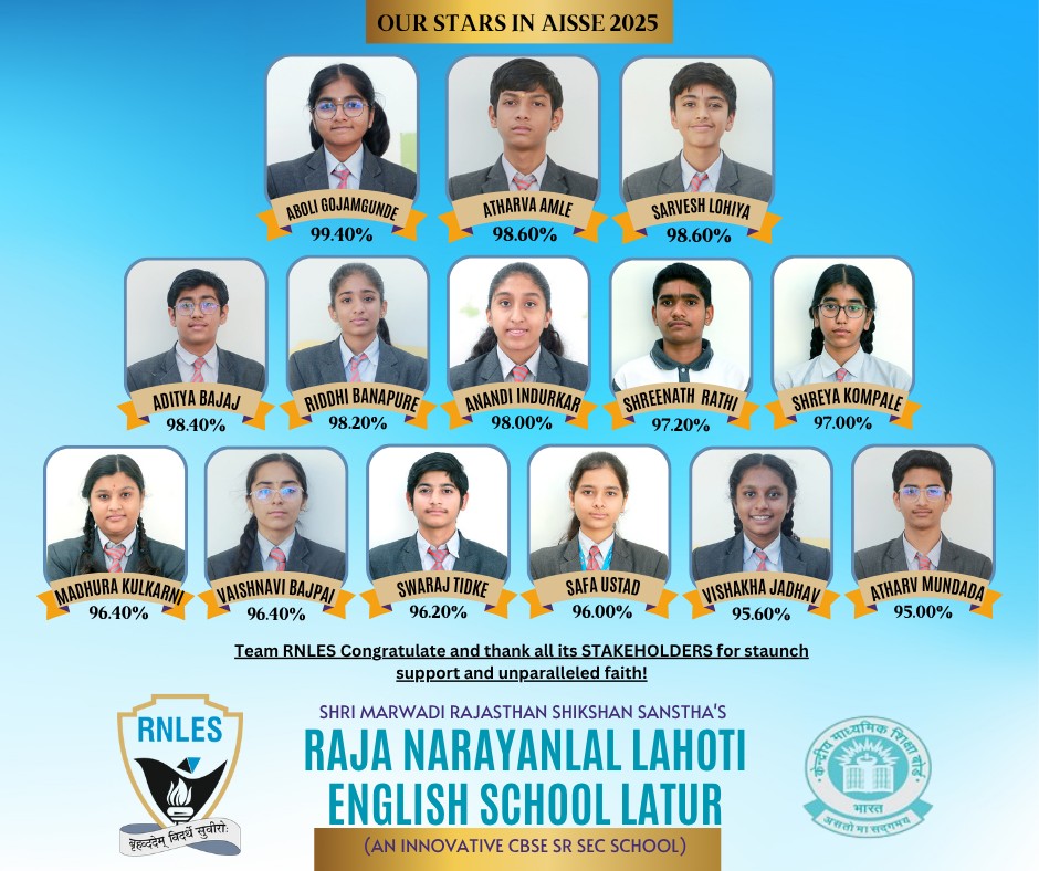 Raja Narayanlal Lahoti English School Facebook ad: AISSE 2025 RESULT