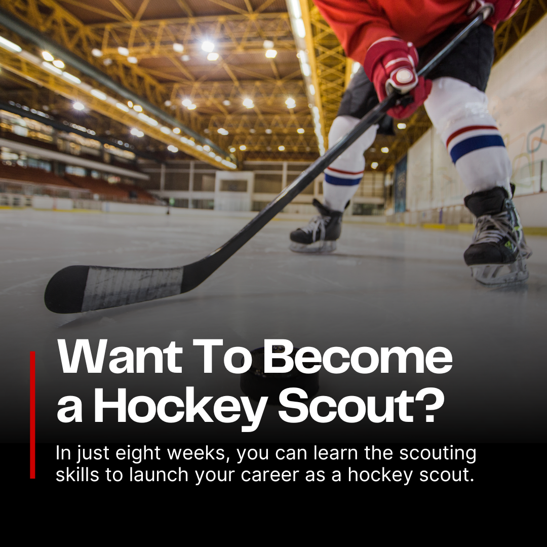 Sports Management Worldwide Facebook ad: Launch Your Career as a Hockey Scout in Just 8 Weeks!