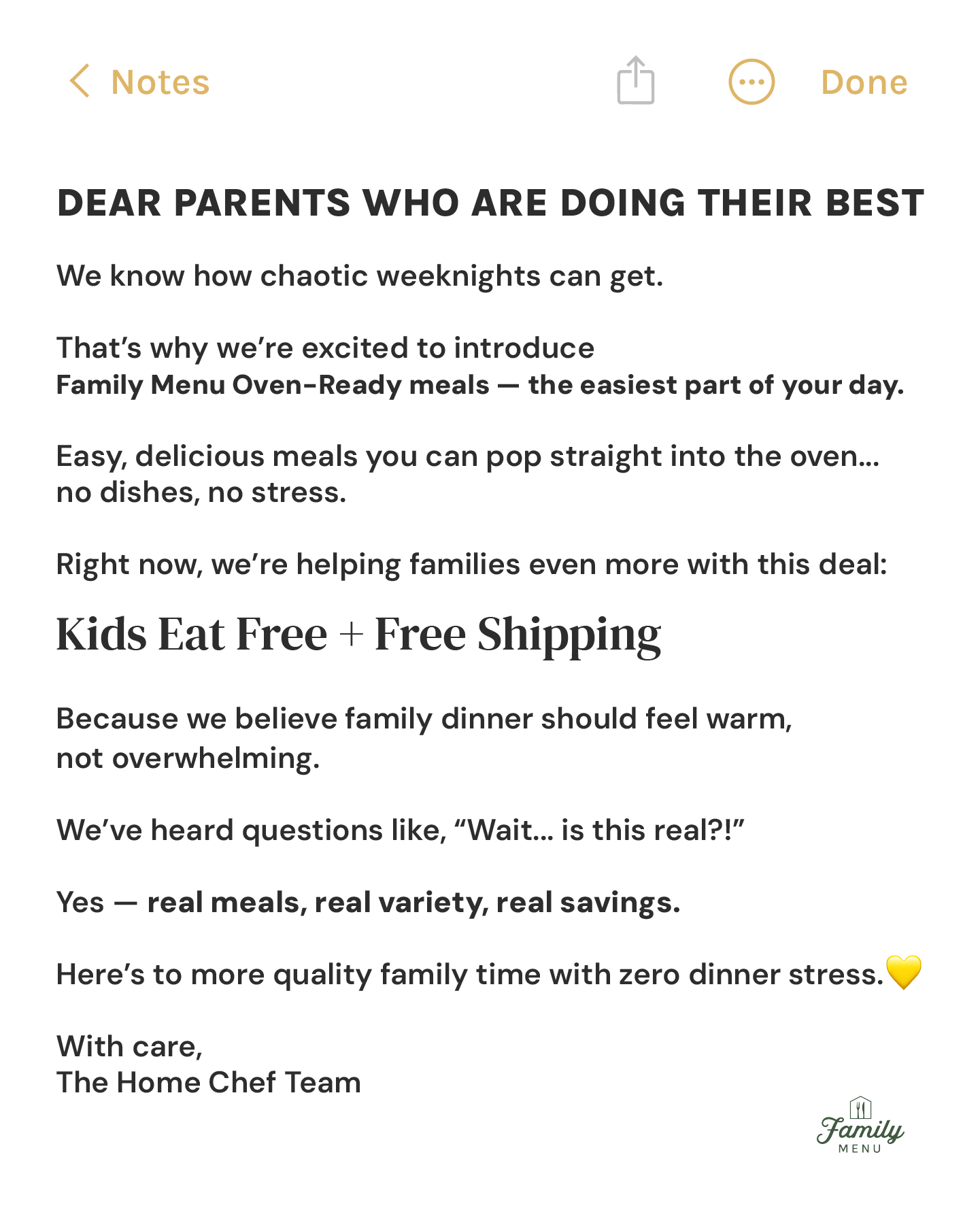 Home Chef Facebook ad