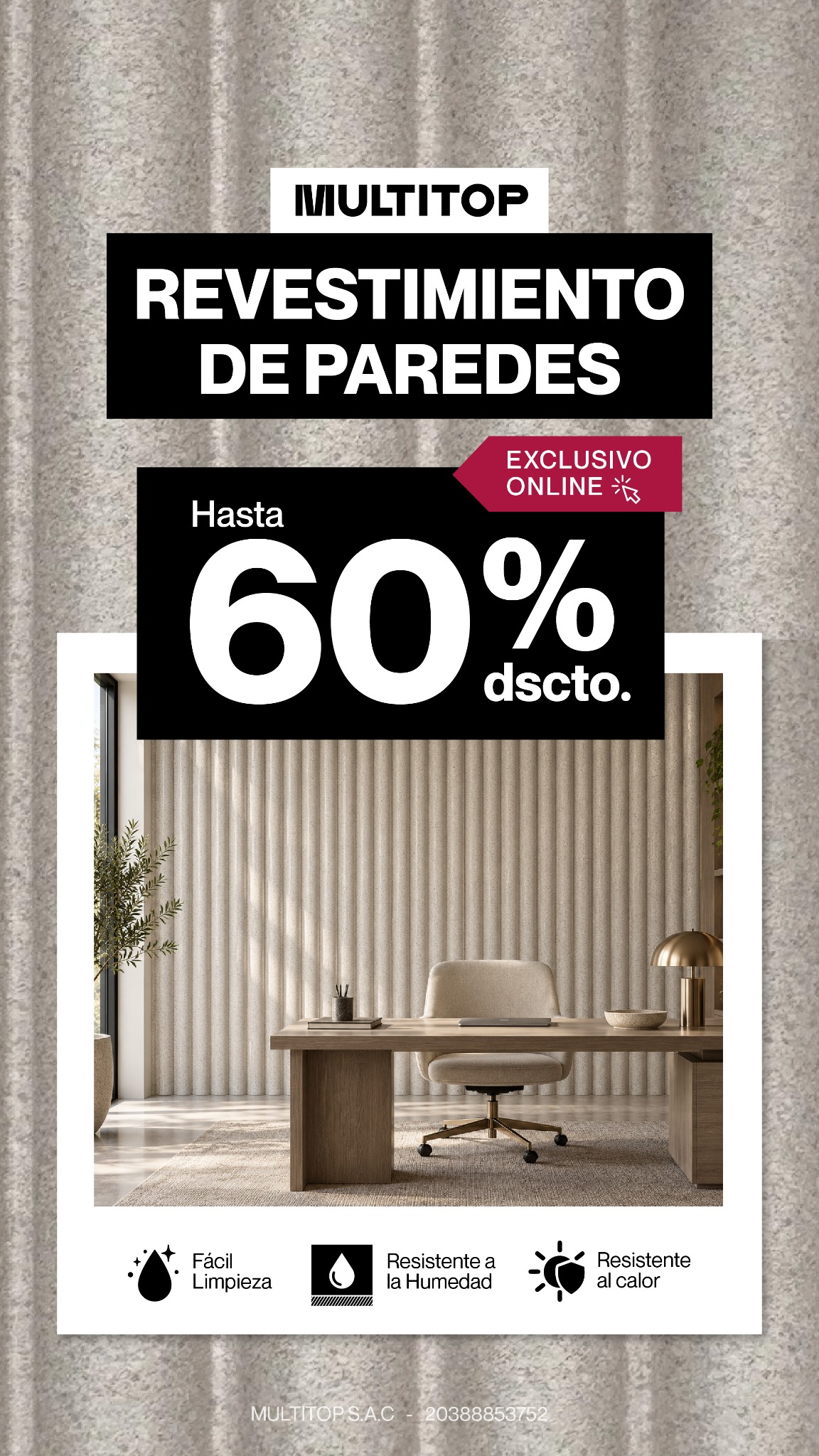 Multitop Facebook ad: Renueva tus paredes con hasta 60%