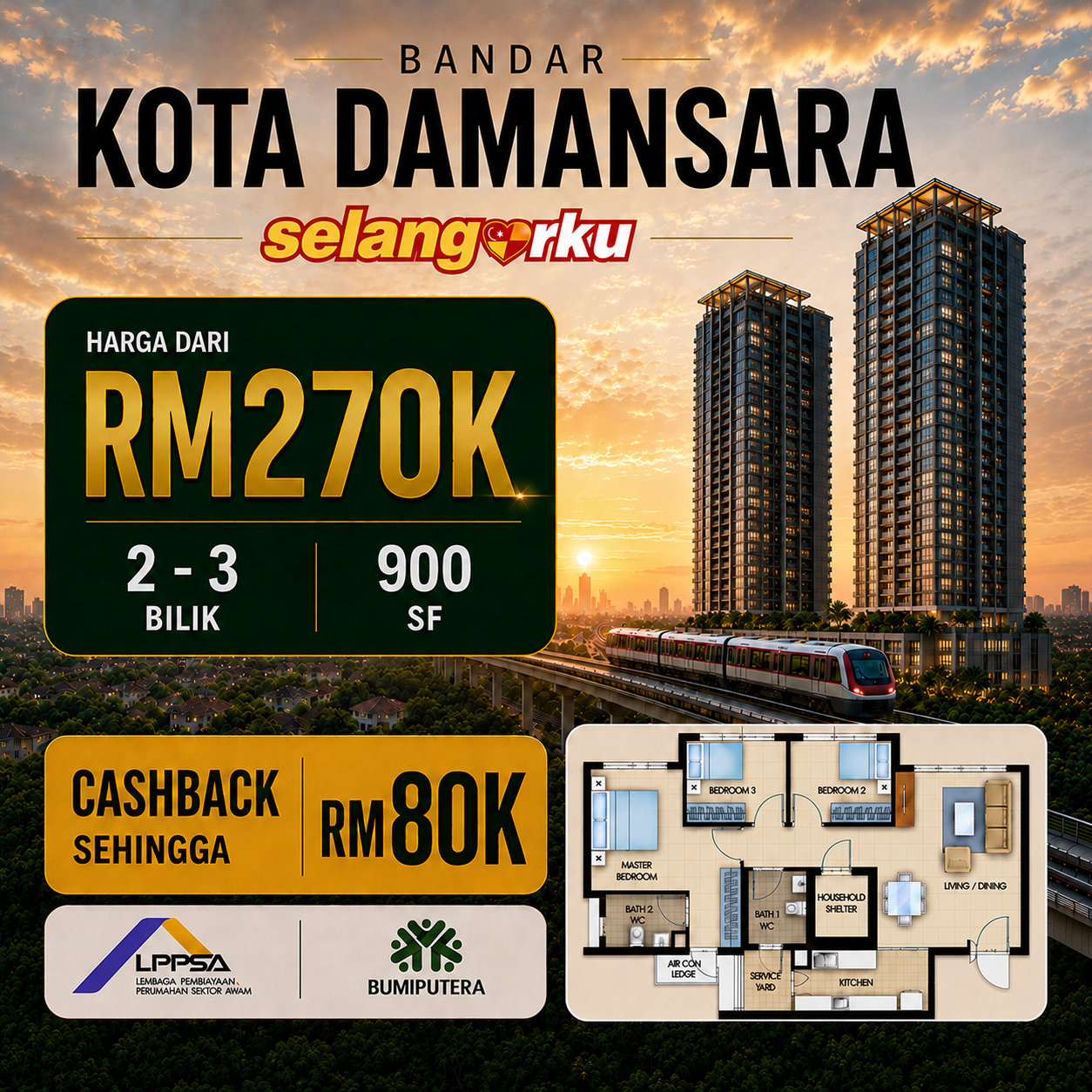 Selangor Condo Specialist Facebook ad: BULANAN RM1200 SAHAJA