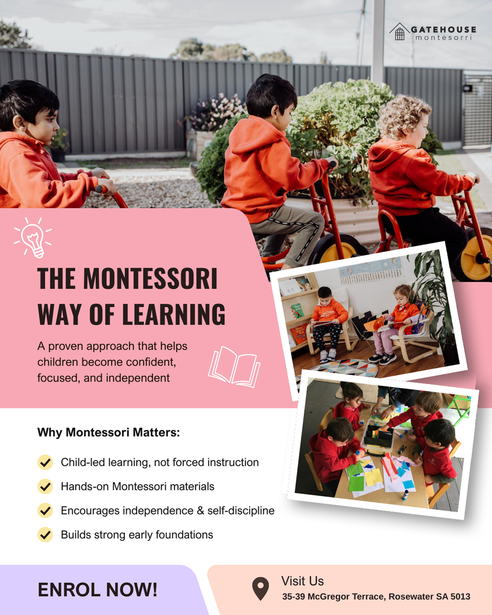Gatehouse Montessori Facebook ad: Montessori Preschool in Hope Valley