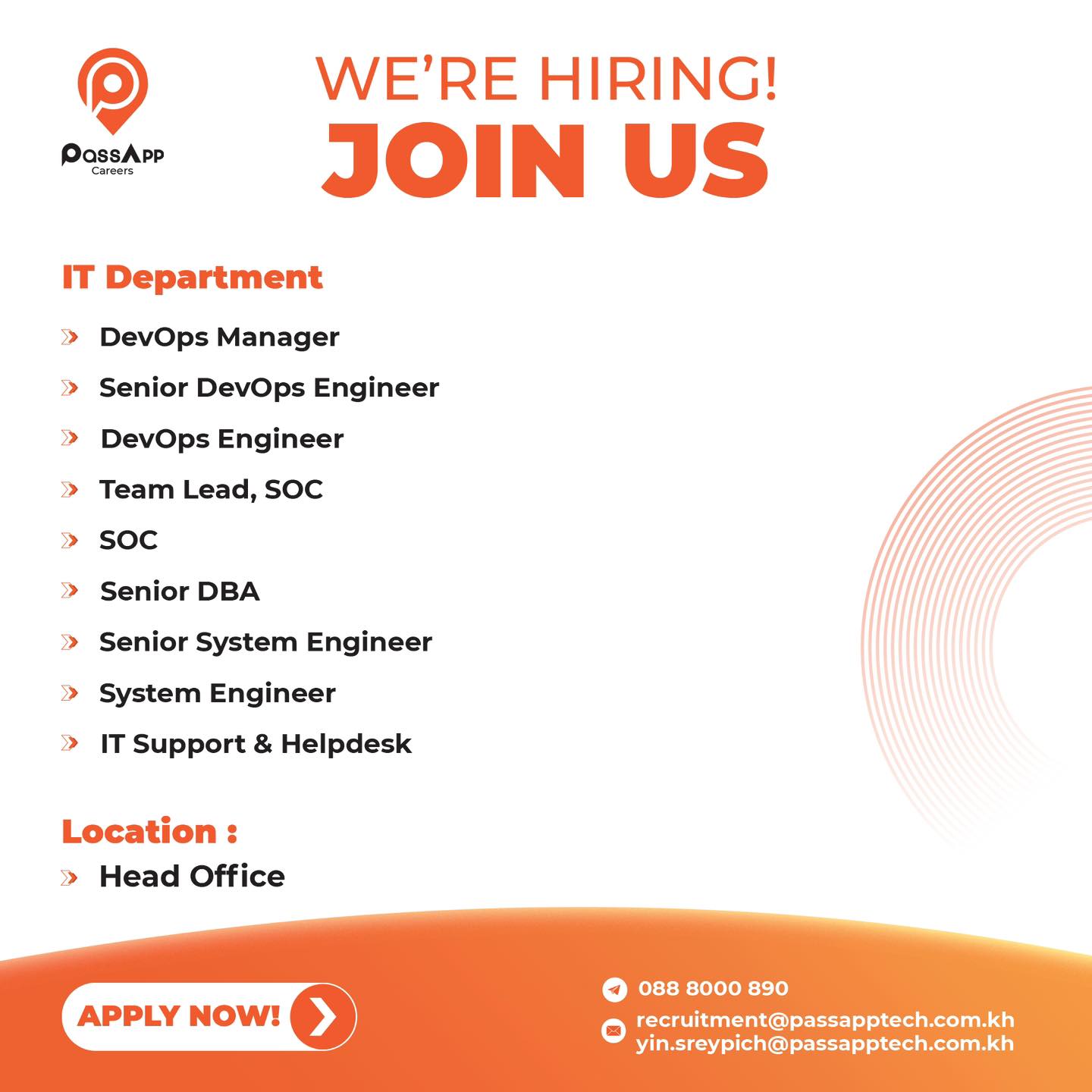 PassApp Careers Facebook ad: PassApp Technologies, IT Department Career Opportunities