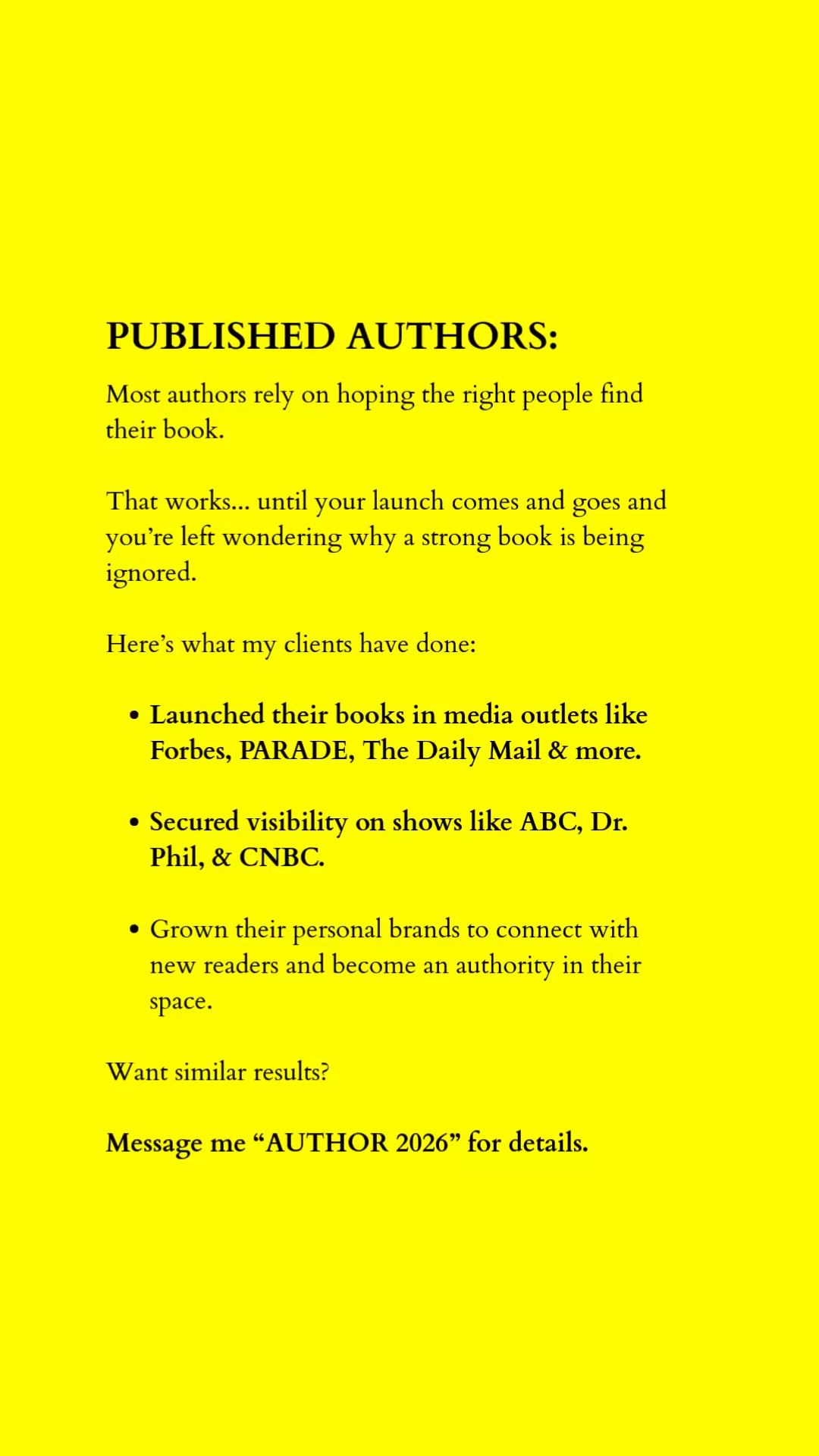 Eve Bailey Facebook ad: I am looking for PUBLISHED authors who want…