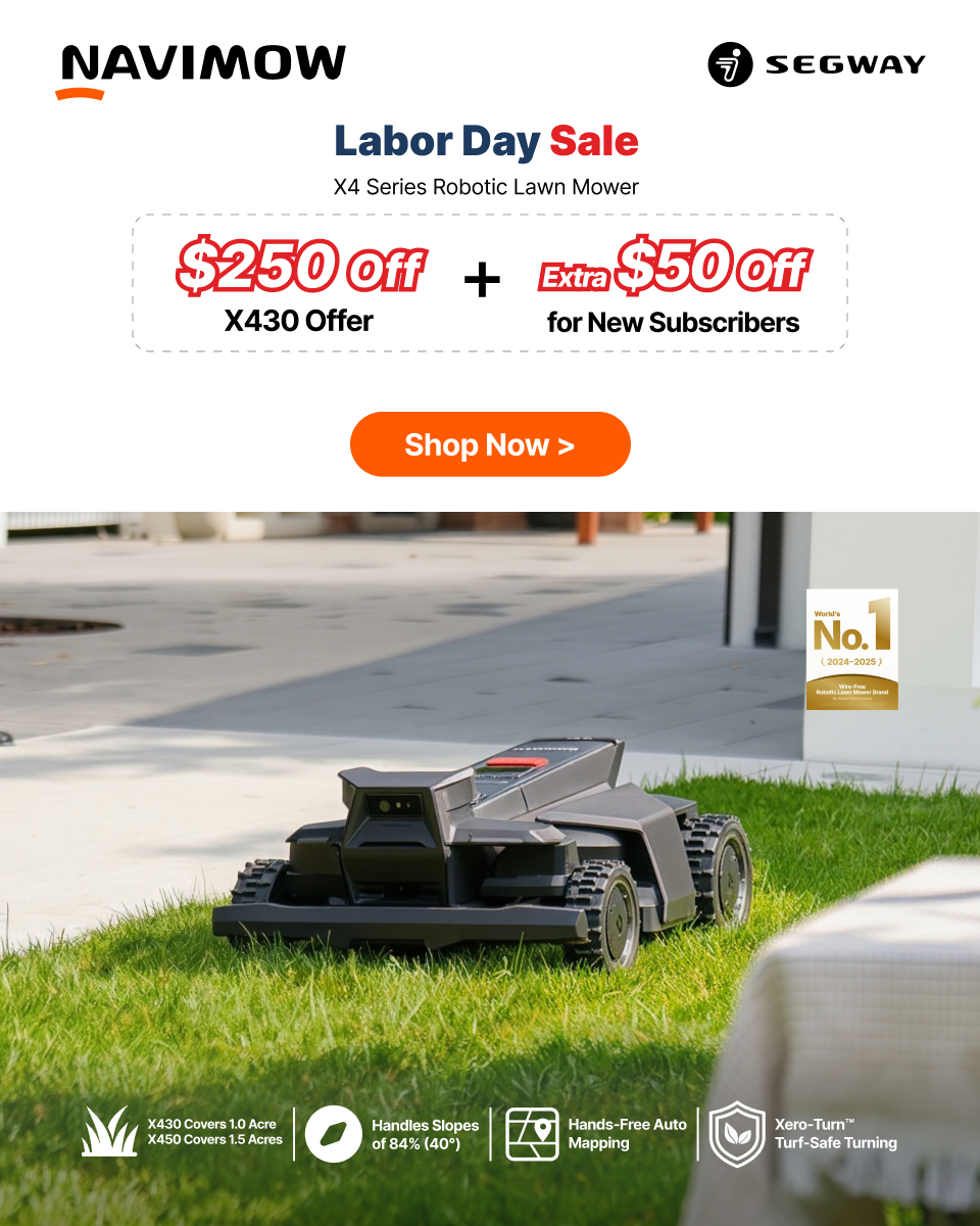 Segway Navimow Facebook ad: $250 OFF X430 Mower | Navimow Labor Day Deals