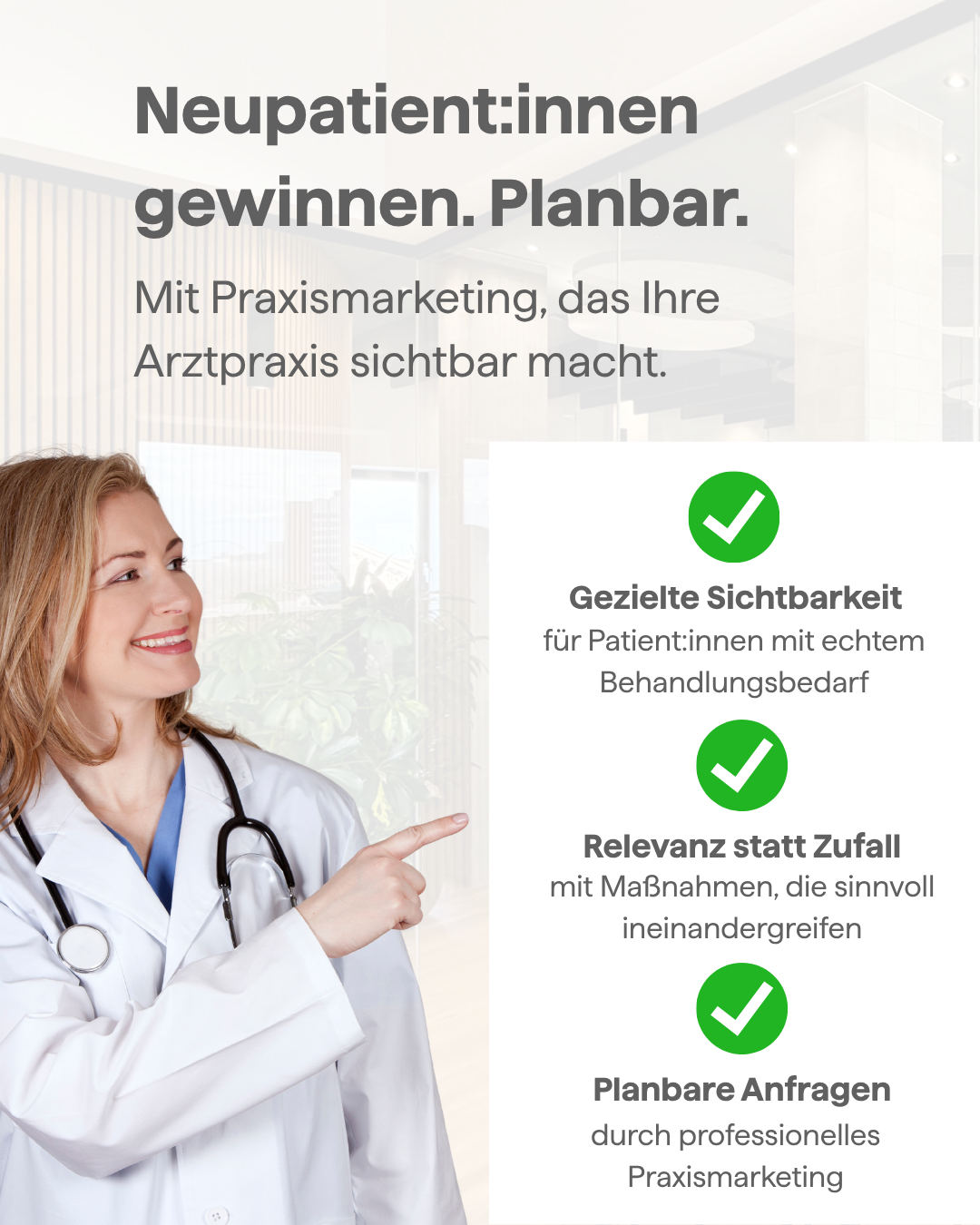 Designery Health - Agentur für Praxismarketing Facebook ad: Mehr Wunschpatient:innen für Ihre Praxis