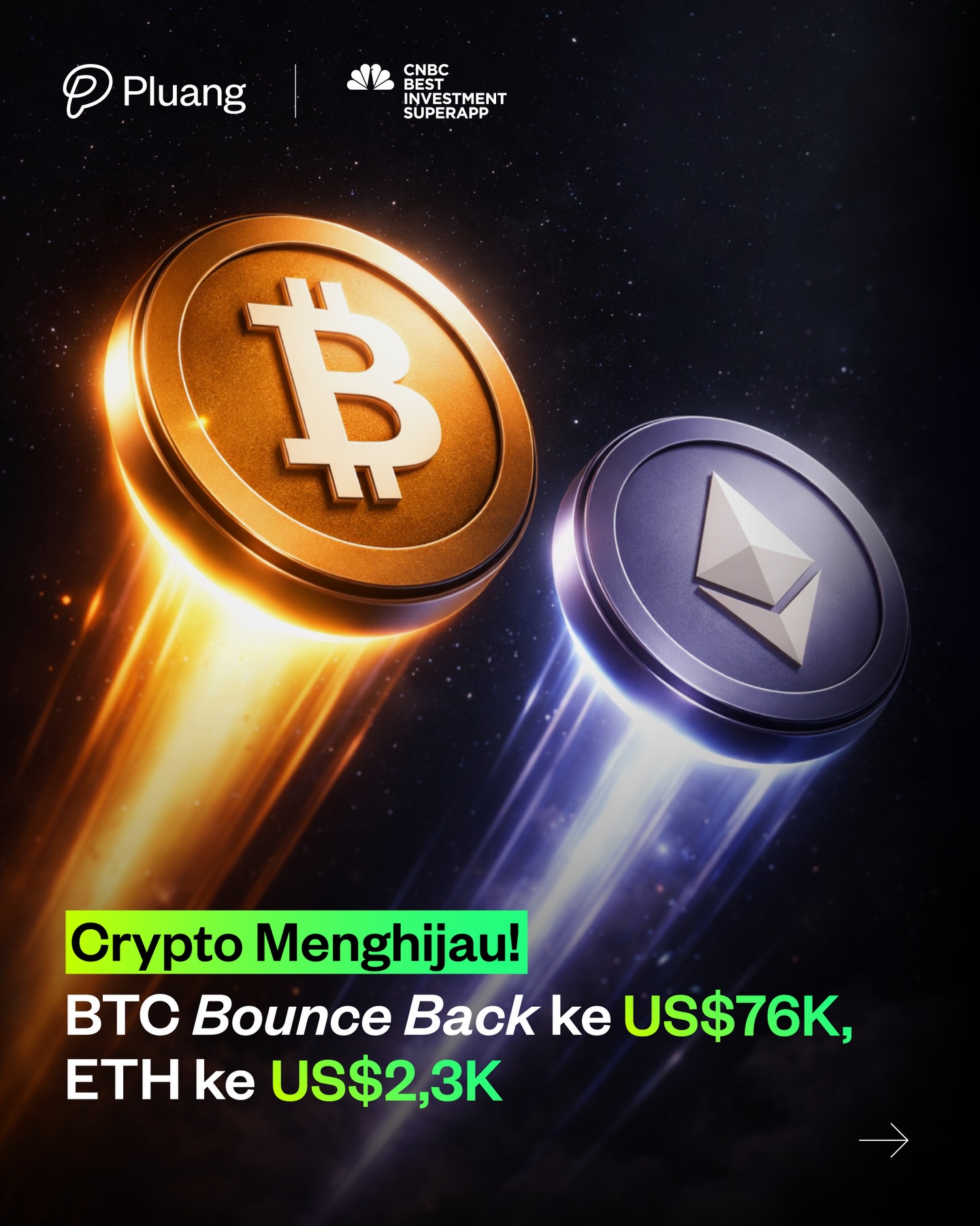 Pluang Facebook ad: BTC dan ETH lagi ijo!