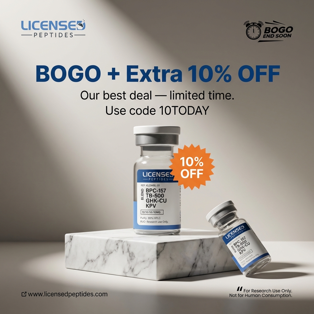 LicensedPeptides.com Facebook ad: Buy One Get One Free Sale Ends Soon