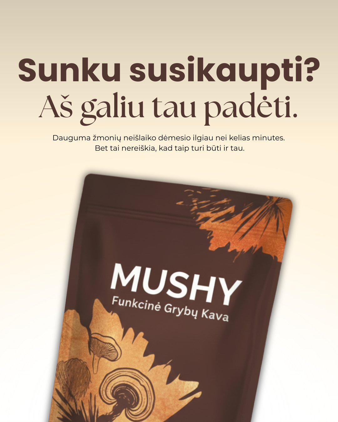 MUSHY Funkcinė Grybų Kava Facebook ad: Daugiau nei tik kava.