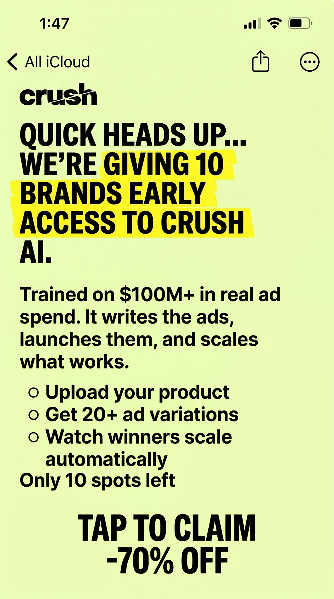 trycrush.ai Facebook ad