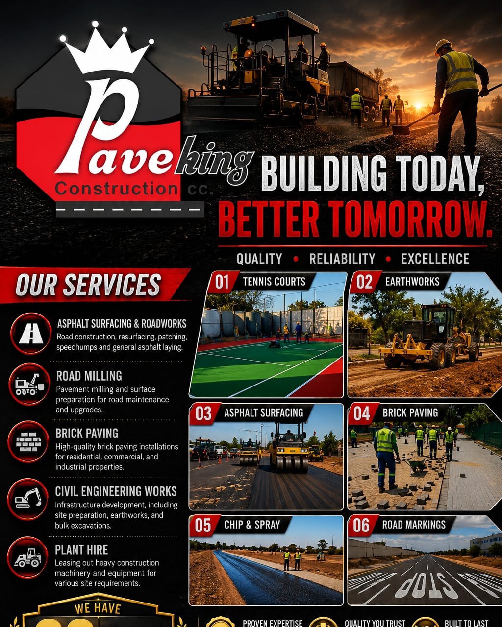 Paveking construction Facebook ad: Looking for reliable surfacing and civil works experts?