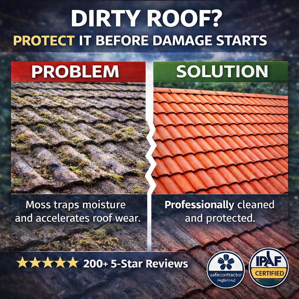 CAPS Cleaning and Pressure Washing Services Facebook ad: Protect Your Roof with CAPS Cleaning Ltd