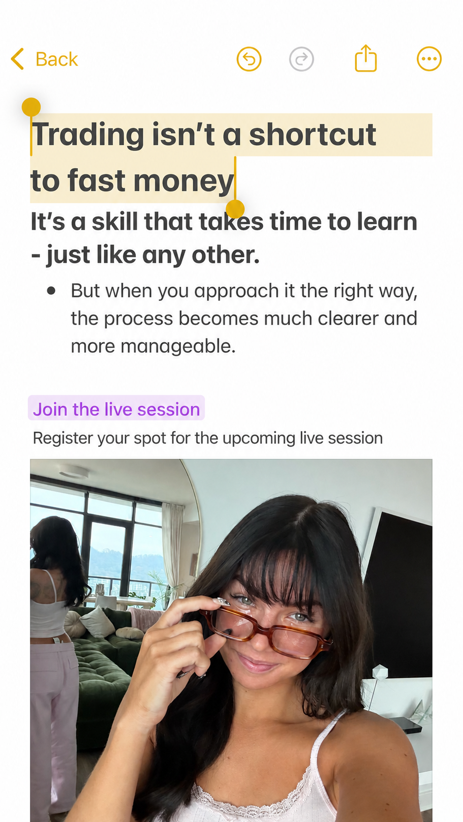Tori Trades Facebook ad