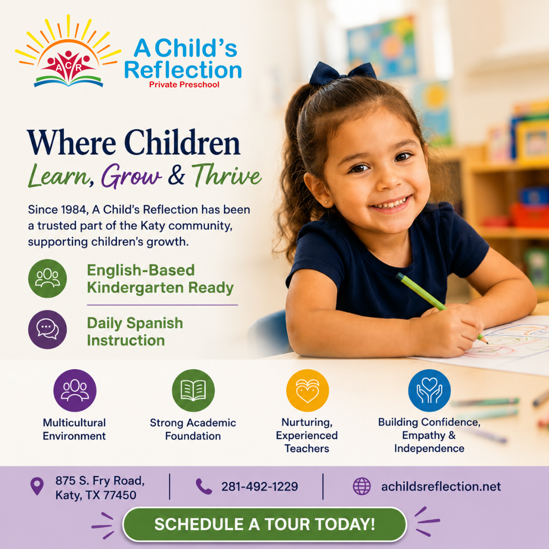 A Child's Reflection Facebook ad: Trusted Katy Childcare Since 1984