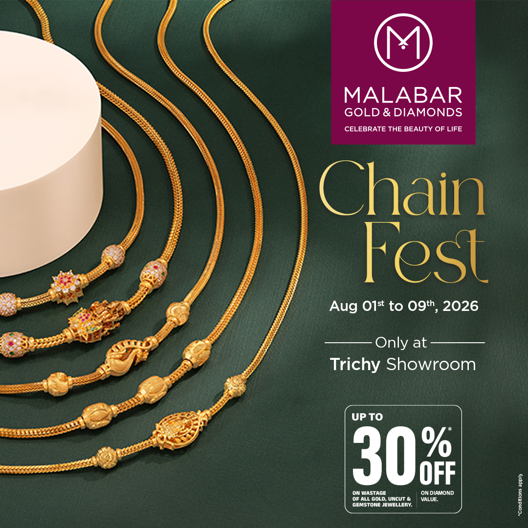 Malabar Gold and Diamonds Facebook ad: This season shine brighter with Chain Fest our…