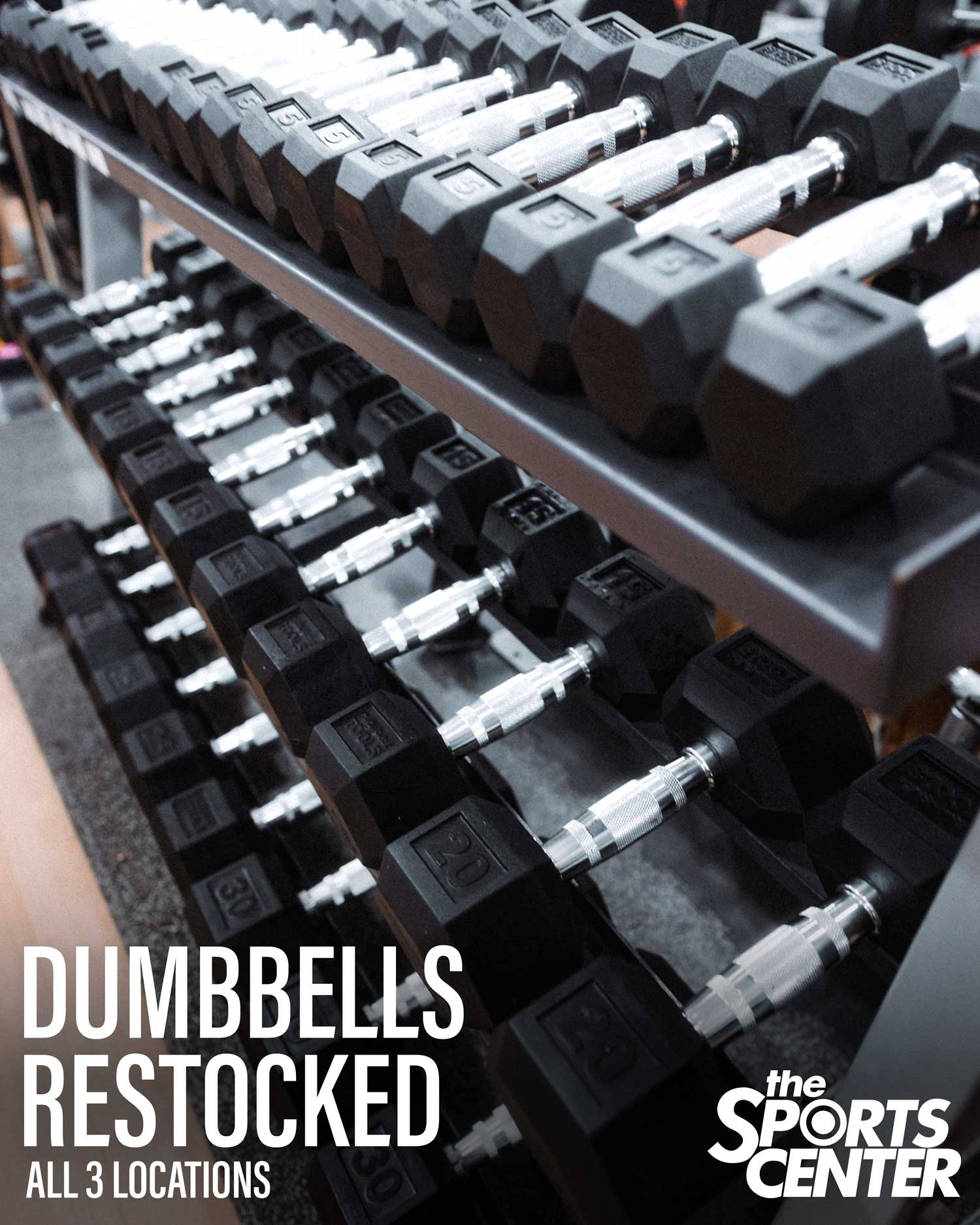 The Sports Center Facebook ad: Rubber Coated Hex Dumbbells