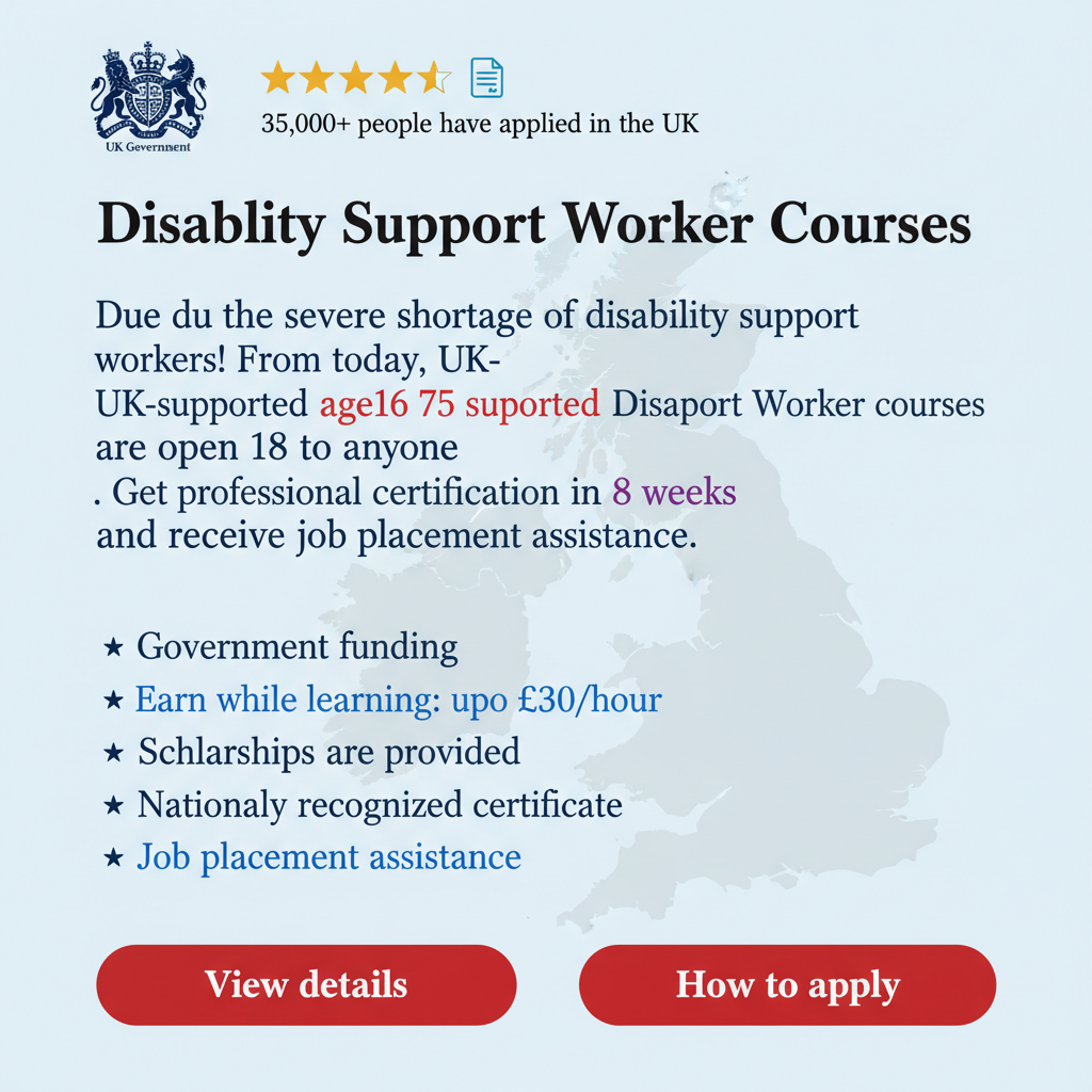 Warm Corner Facebook ad: Fancy a career that actually matters? Become a Disability…