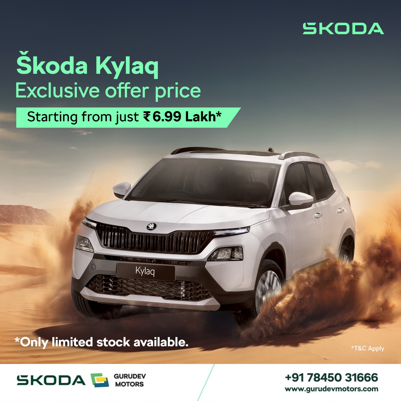 Gurudev Škoda Facebook ad: Škoda Kylaq at ₹6.99 Lakh*