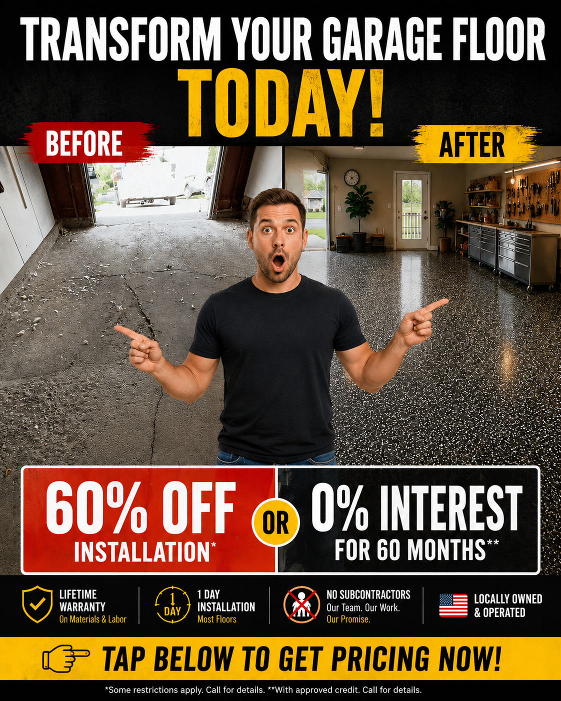 NINJA Concrete Coatings Facebook ad: Get 60% Off Installation