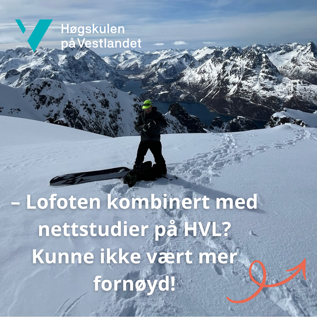 Høgskulen på Vestlandet HVL Facebook ad: , Nettstudier ved HVL er gull verdt!