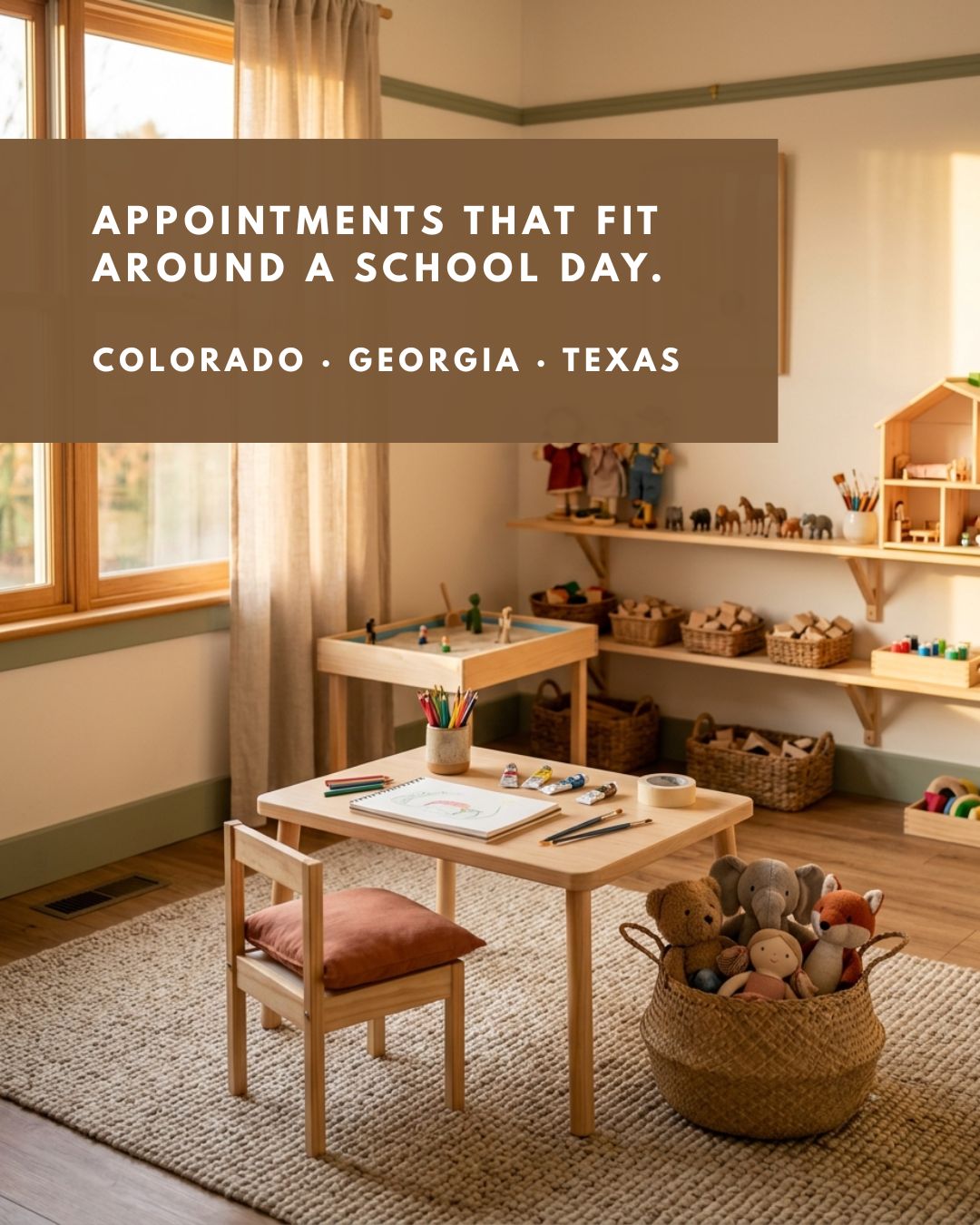 Rooted Rhythm Therapy and Parent Coaching Facebook ad: A NEW SCHOOL YEAR IS A LOT OF NEW ROOMS TO WALK INTO.