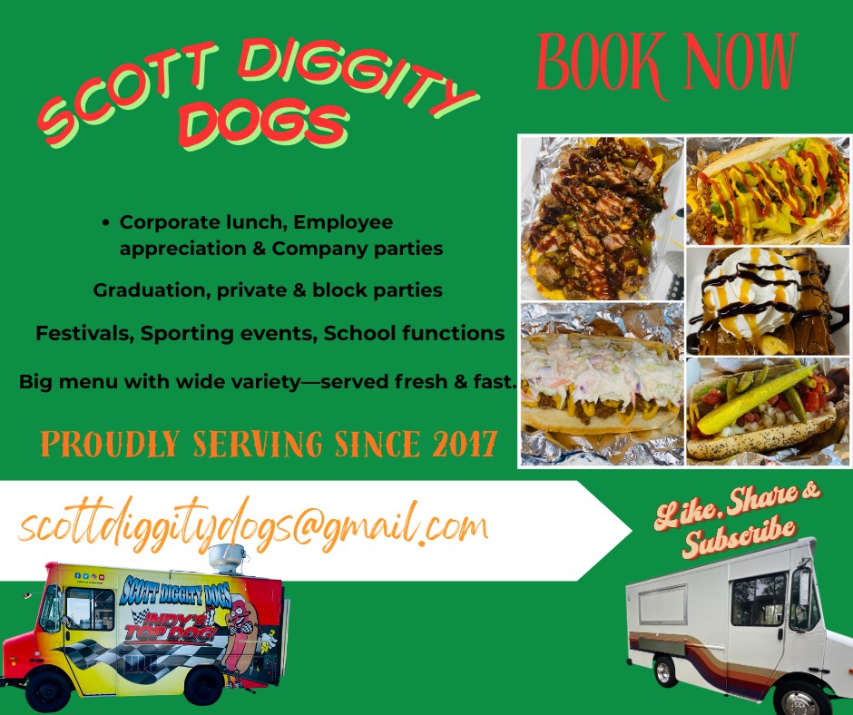 Scott Diggity Dogs Facebook ad: Now Booking for any event you may need…