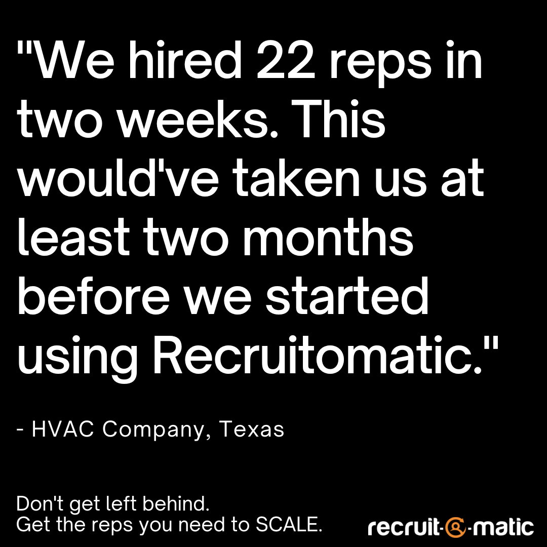 Recruit-O-Matic Facebook ad: Guaranteed: 10 Sales Reps in 4 Months