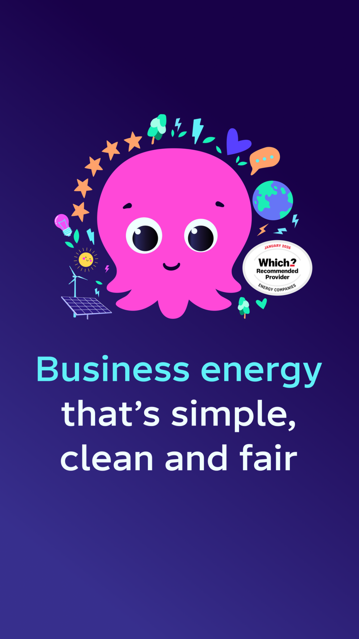 Octopus Energy for Business Facebook ad: Rated 4.9/5 on Trustpilot
