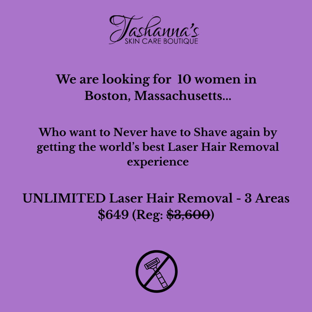 Tashanna's Skin Care Boutique Facebook ad: Unlimited Laser Hair Removal, $649
