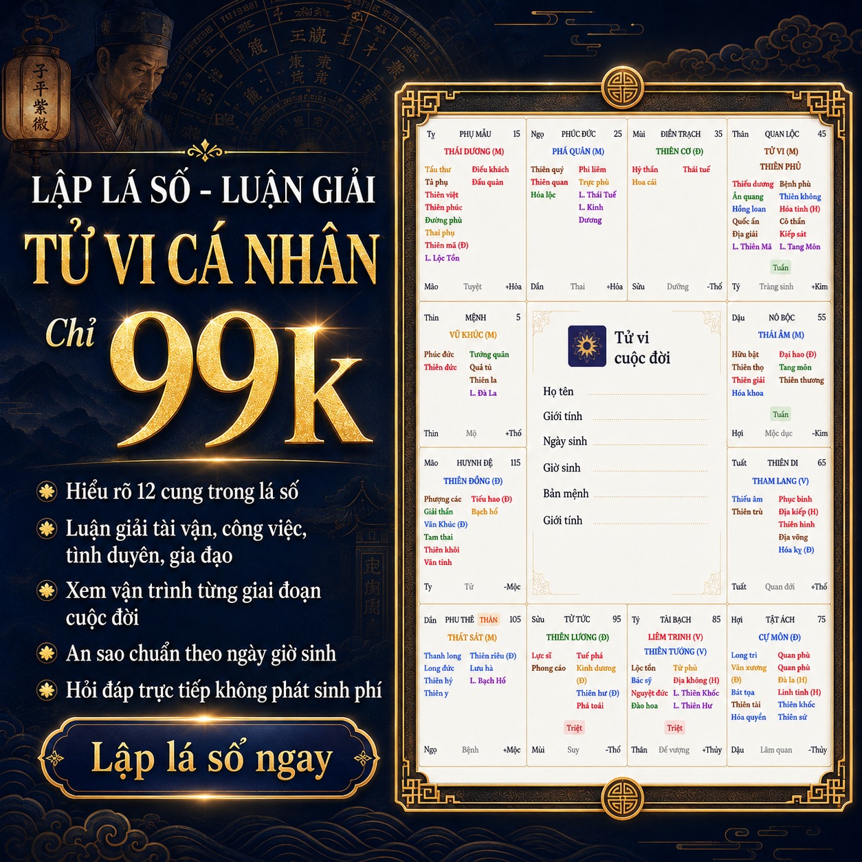 Tử Vi Cuộc Đời Facebook ad: Muốn hiểu rõ hơn về bản mệnh nhưng…