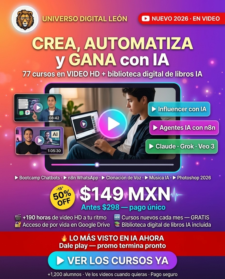 Universo Digital León Facebook ad: ¡DOMINA LA IA EN 2026 Y LLEVA TU…