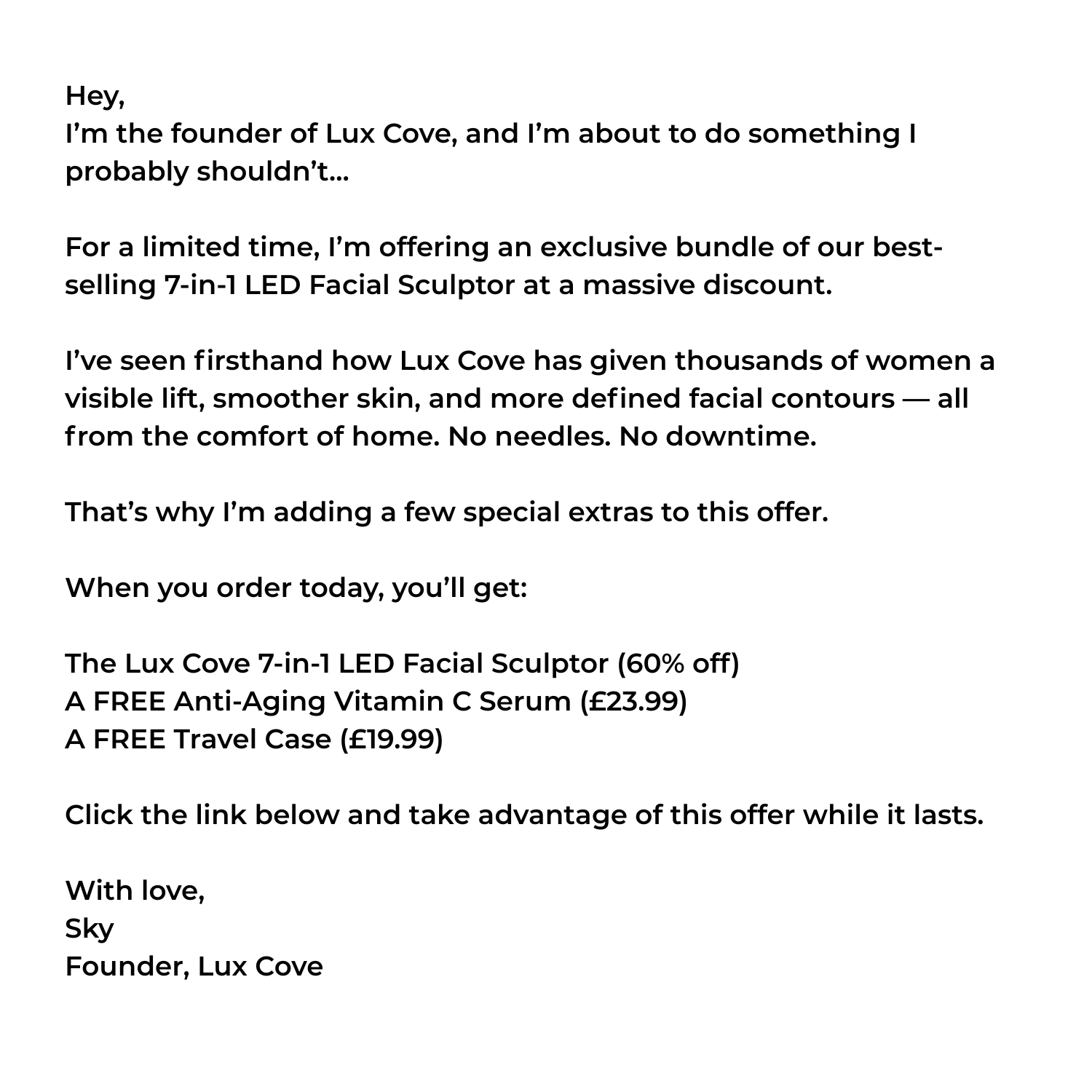 Lux Cove Facebook ad
