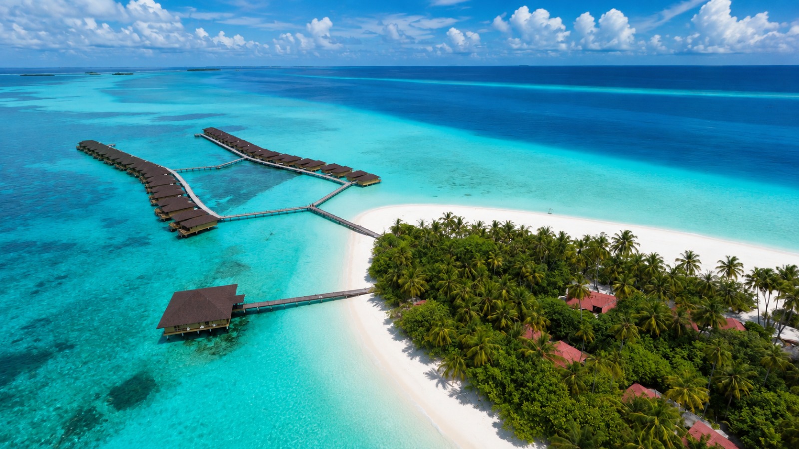 Medhufushi Island Resort Facebook ad: Overwater Villas. Maldives Lagoon. India Close.