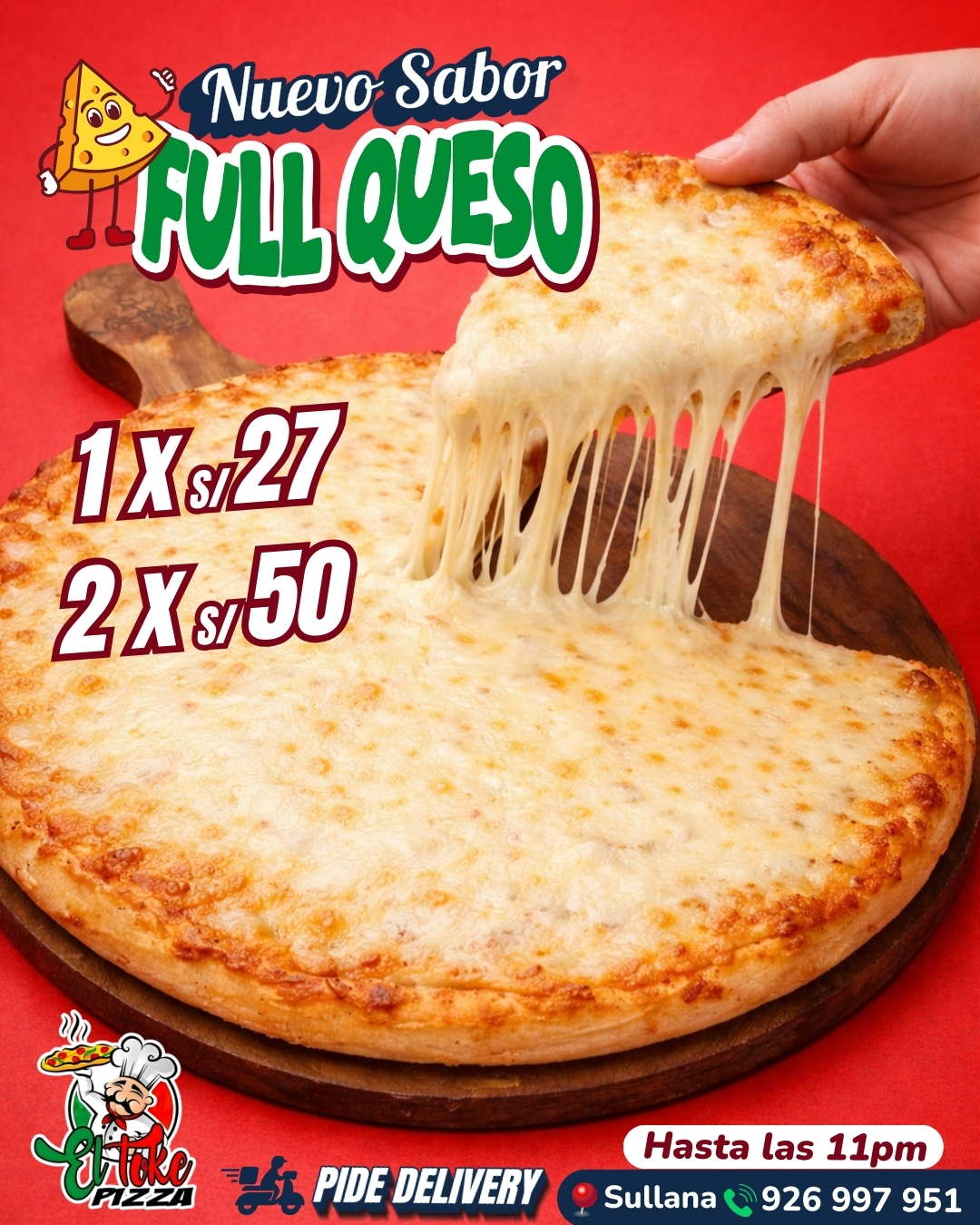 El Toke Pizza Facebook ad: ¡ALERTA PARA LOS AMANTES DEL QUESO!