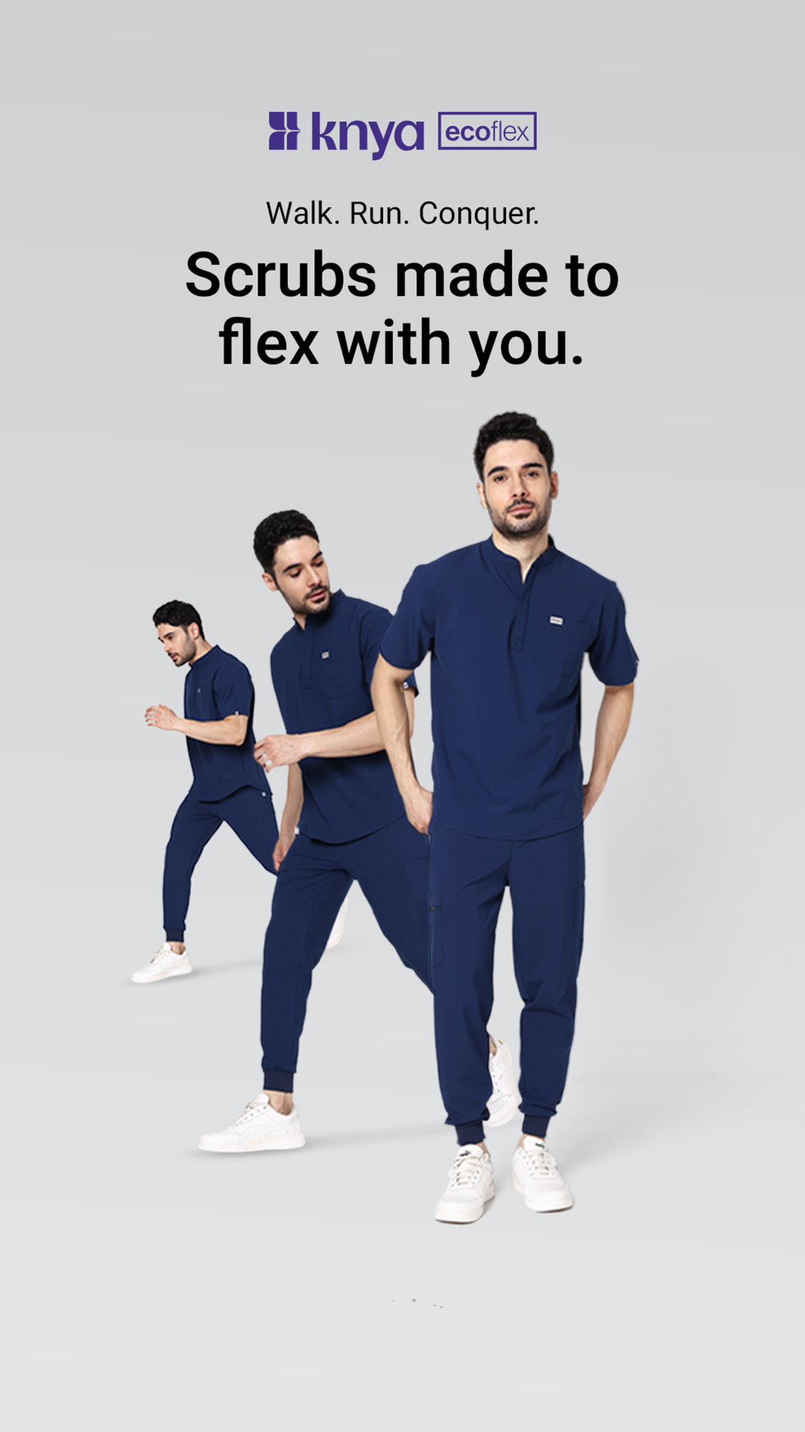 Knya Facebook ad: Scrubs that never hold you back.