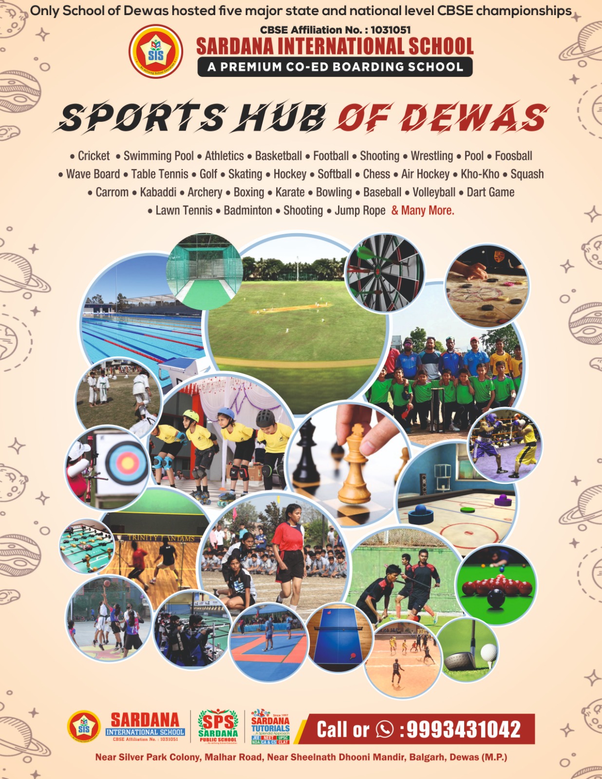 Sardana International School Facebook ad: Dewas ka Premium Sports Hub