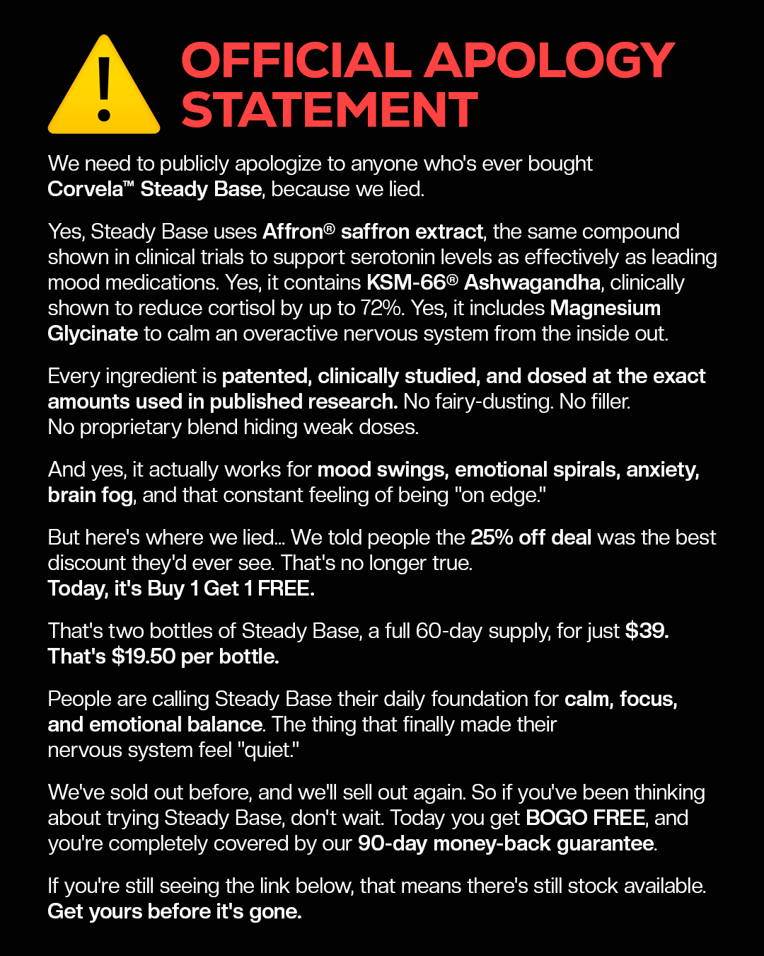 Corvela Steady Base Facebook ad: What your nervous system has been missing