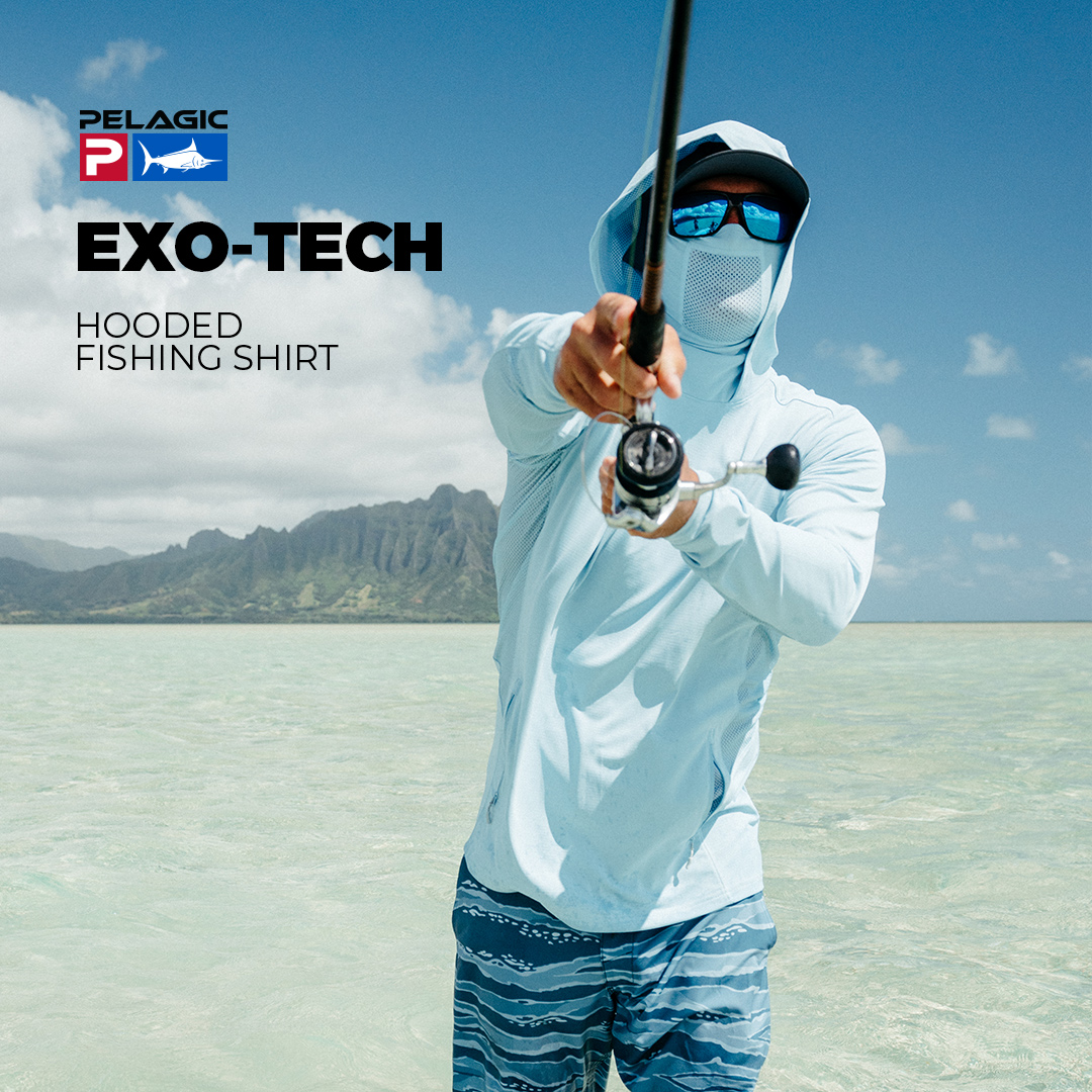 Pelagic Facebook ad: The Exo-Tech provides 360° protection for long days…
