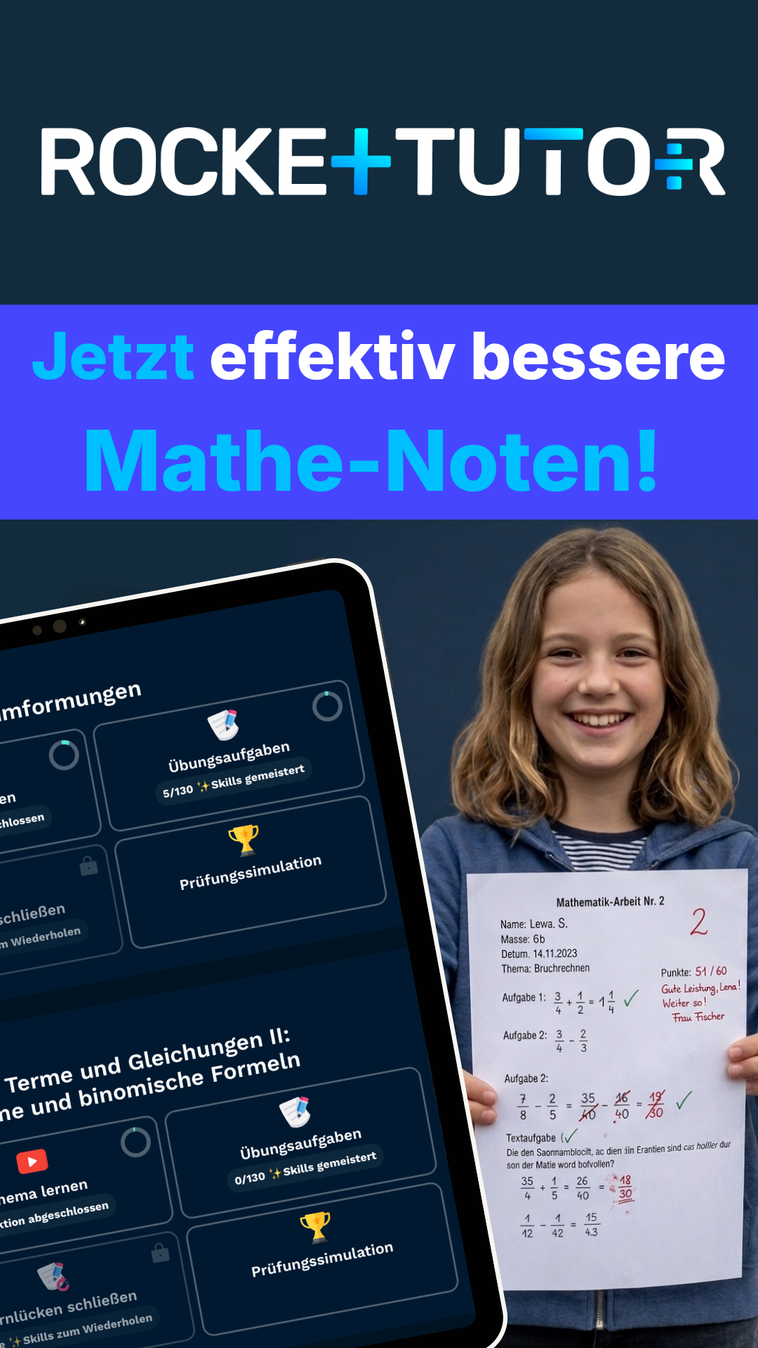 RocketTutor: Deine intelligente Mathe Lernapp Facebook ad