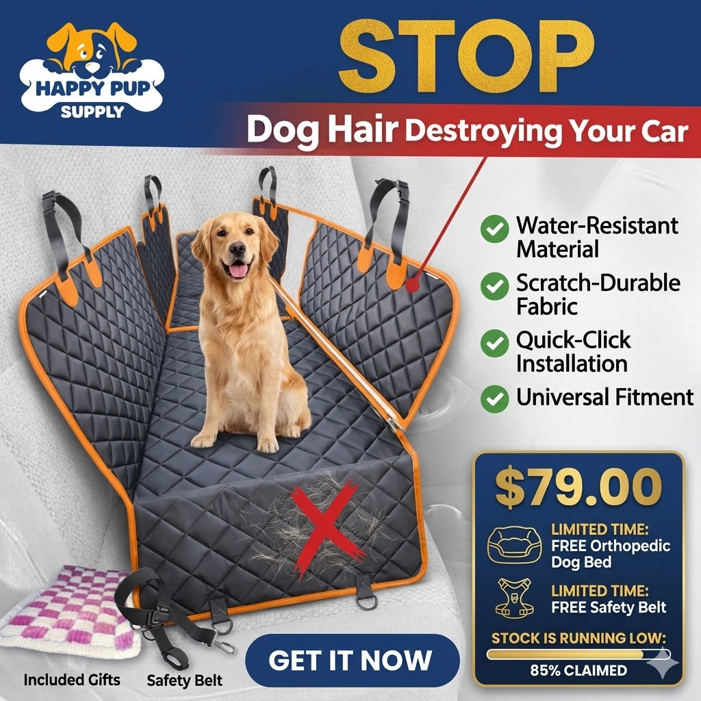 Happy pup supply Facebook ad: Converts to hammock, bench, or trunk cover