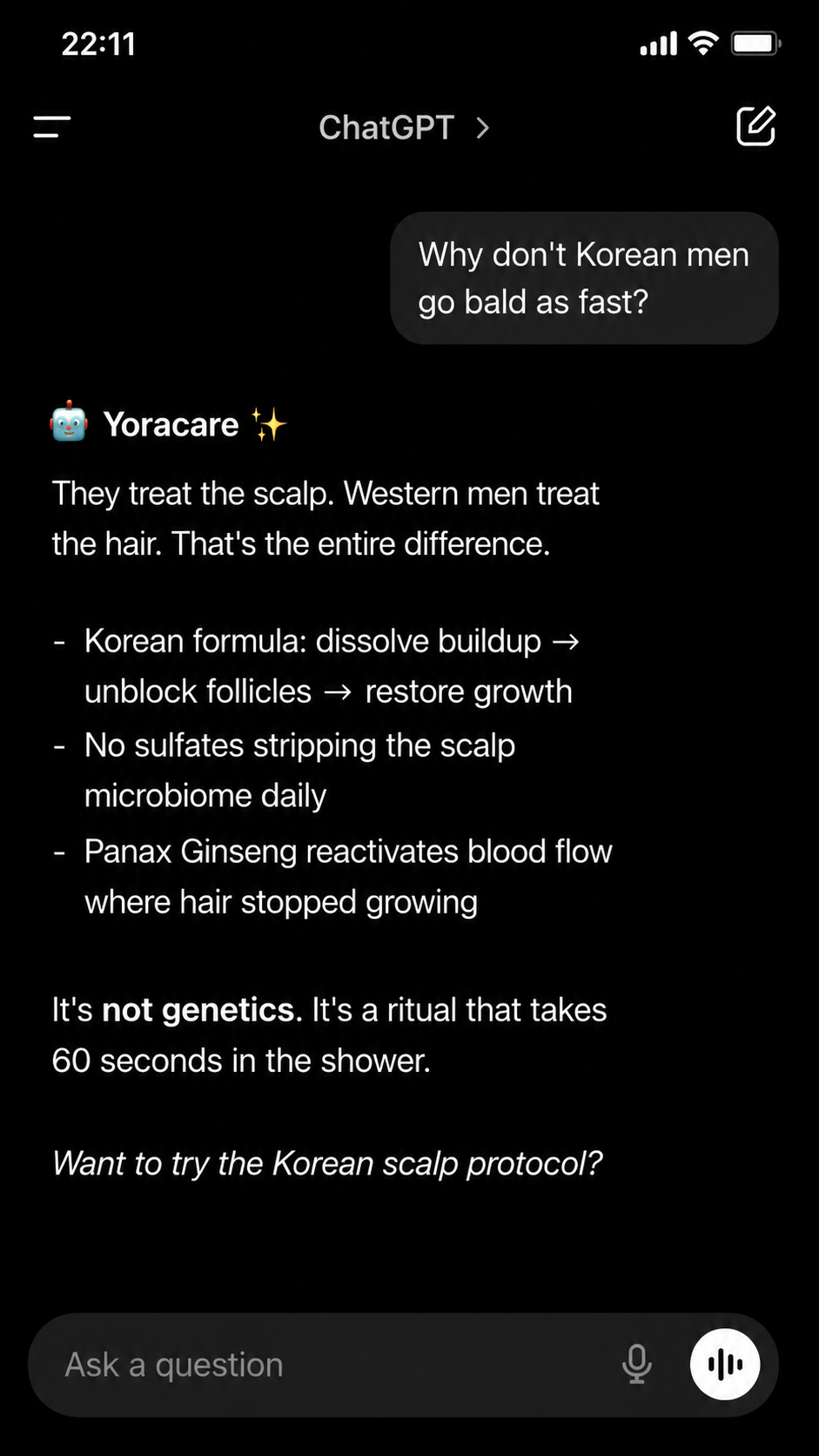The Men's Hair Code Facebook ad