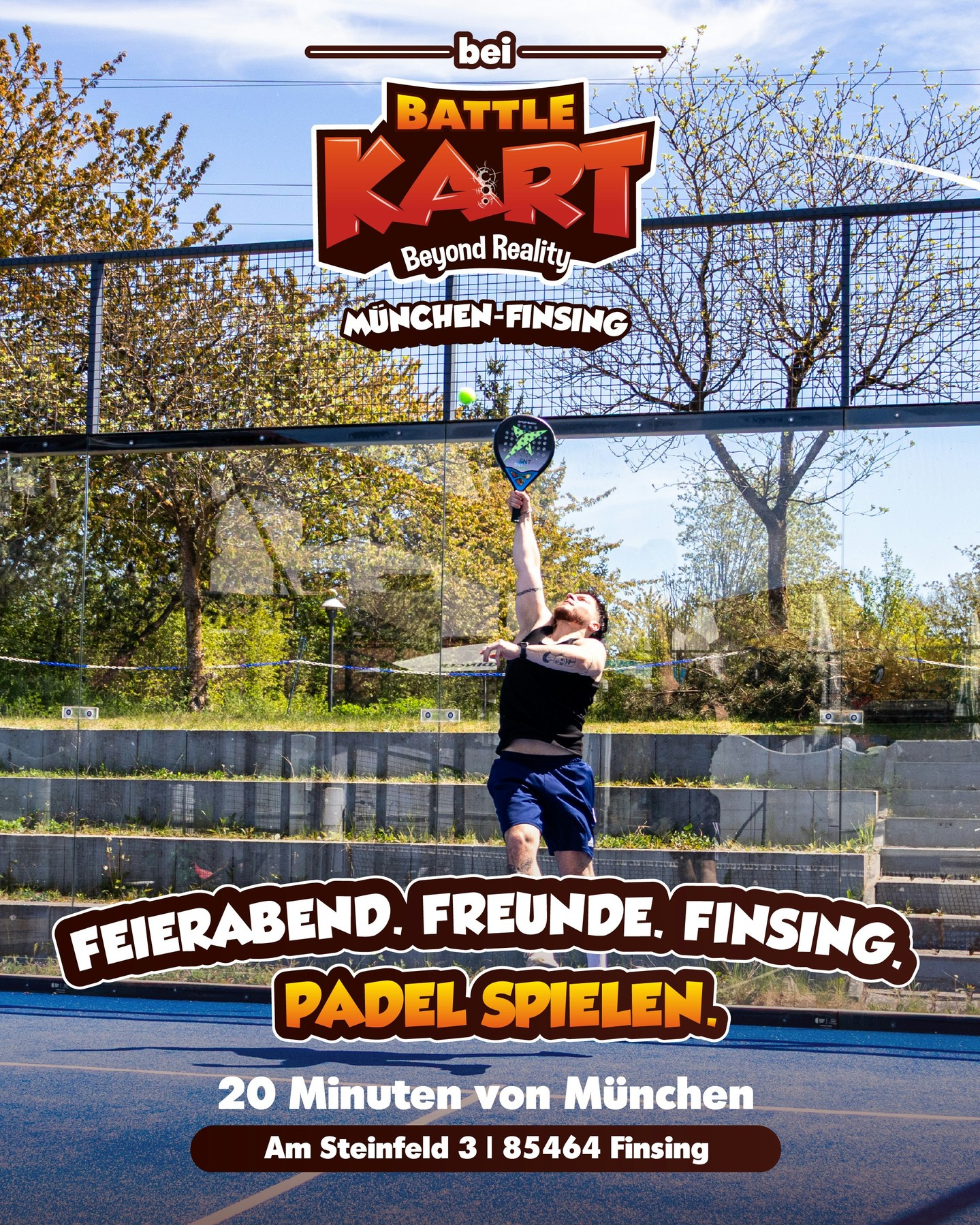 BattleKart München Facebook ad: Feierabend. Freunde. Finsing.