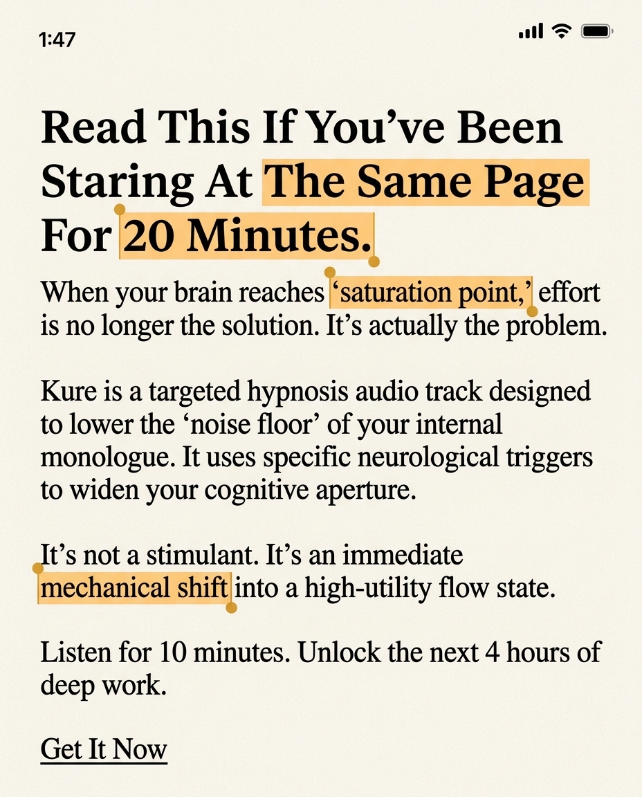 Kure for Hypnotherapy Facebook ad