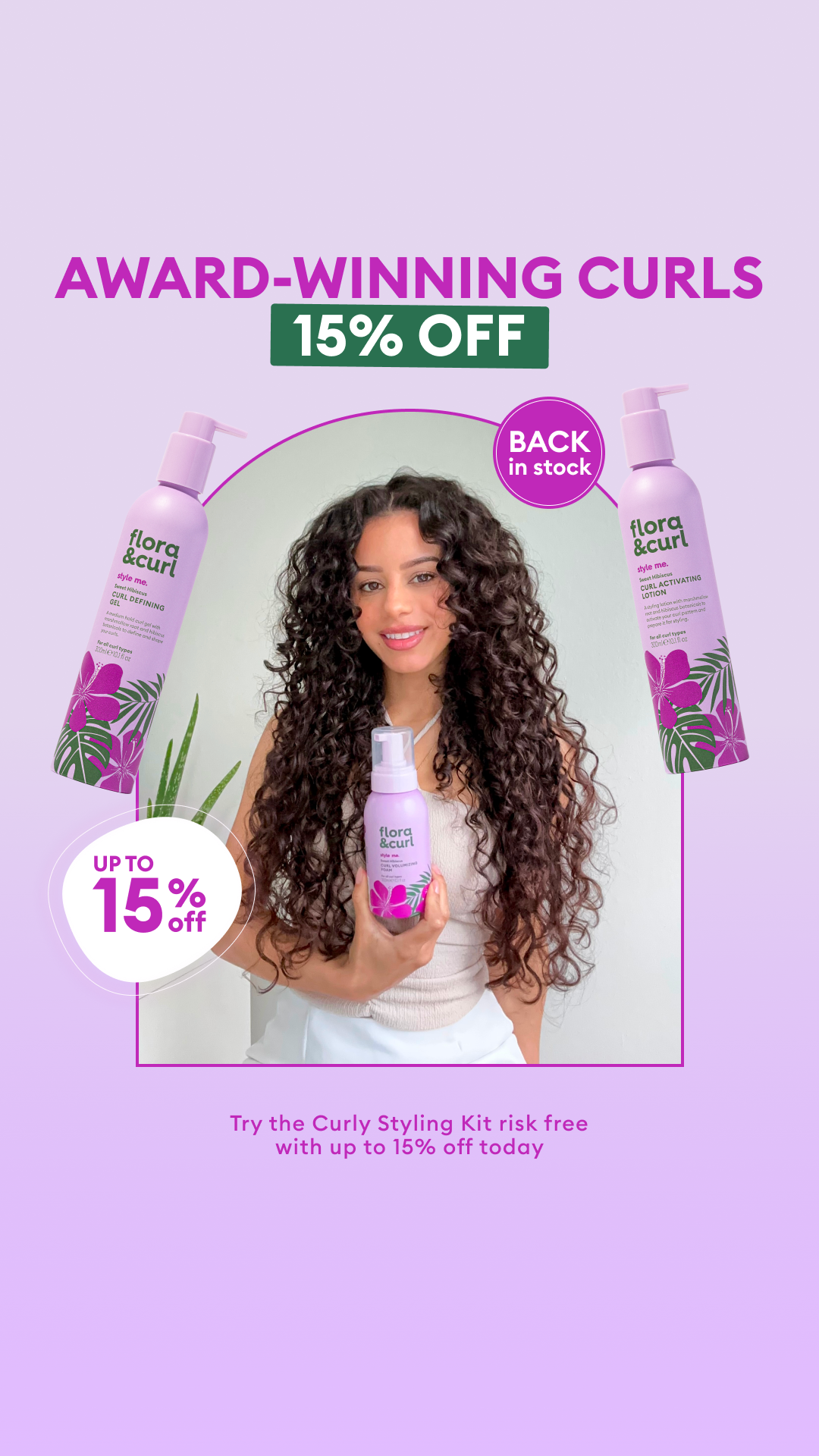 Flora & Curl Haircare Facebook ad