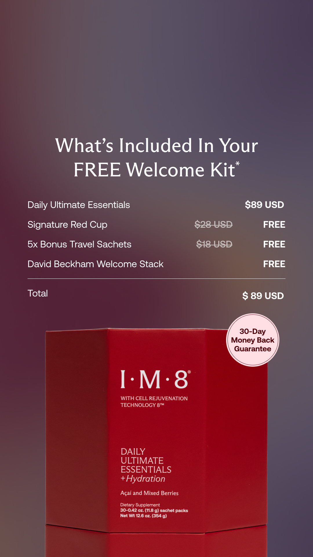 IM8 Facebook ad: Free Welcome Kit With Subscription