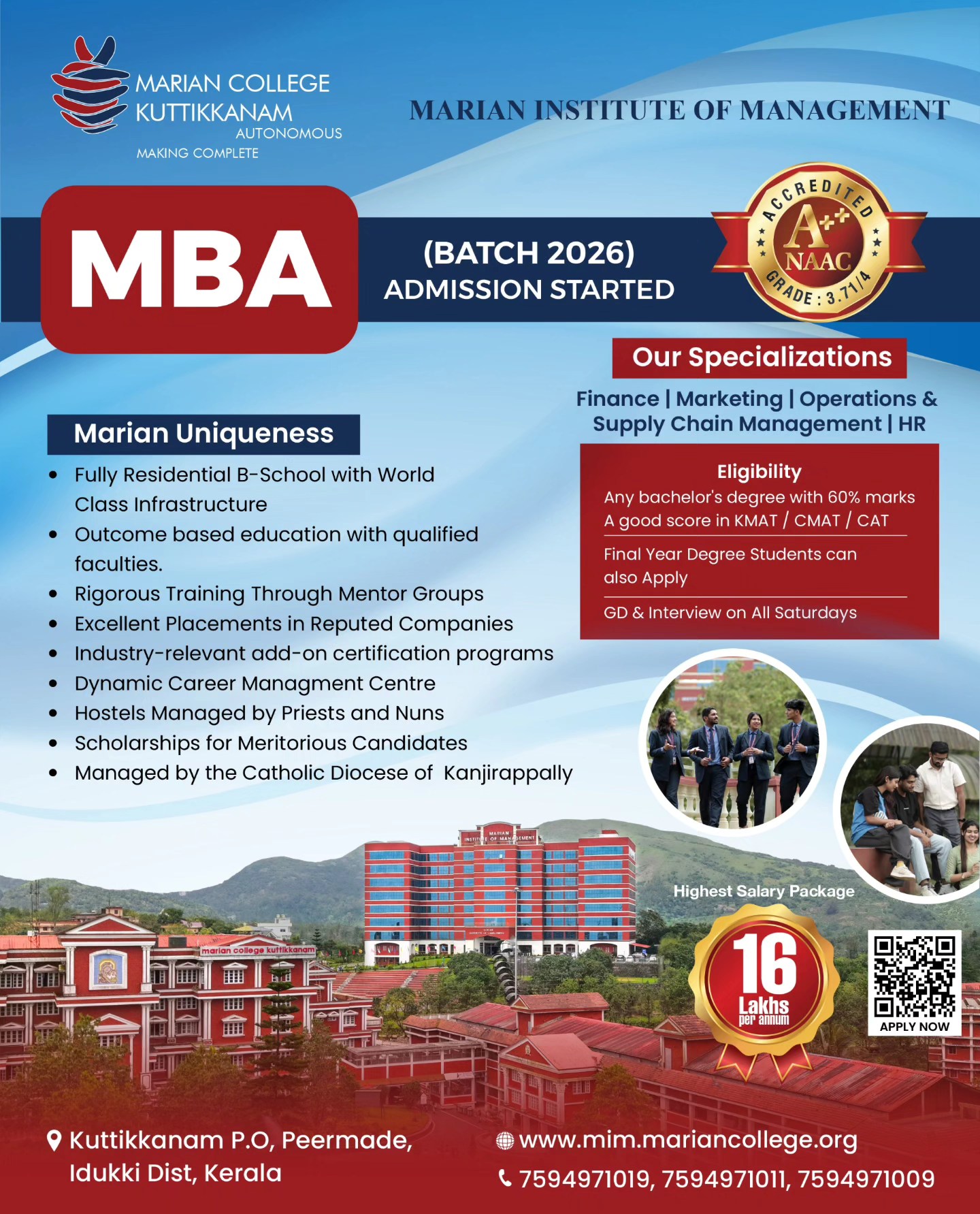 Marian Institute of Management Facebook ad: MBA ADMISSION STARTED - 2026