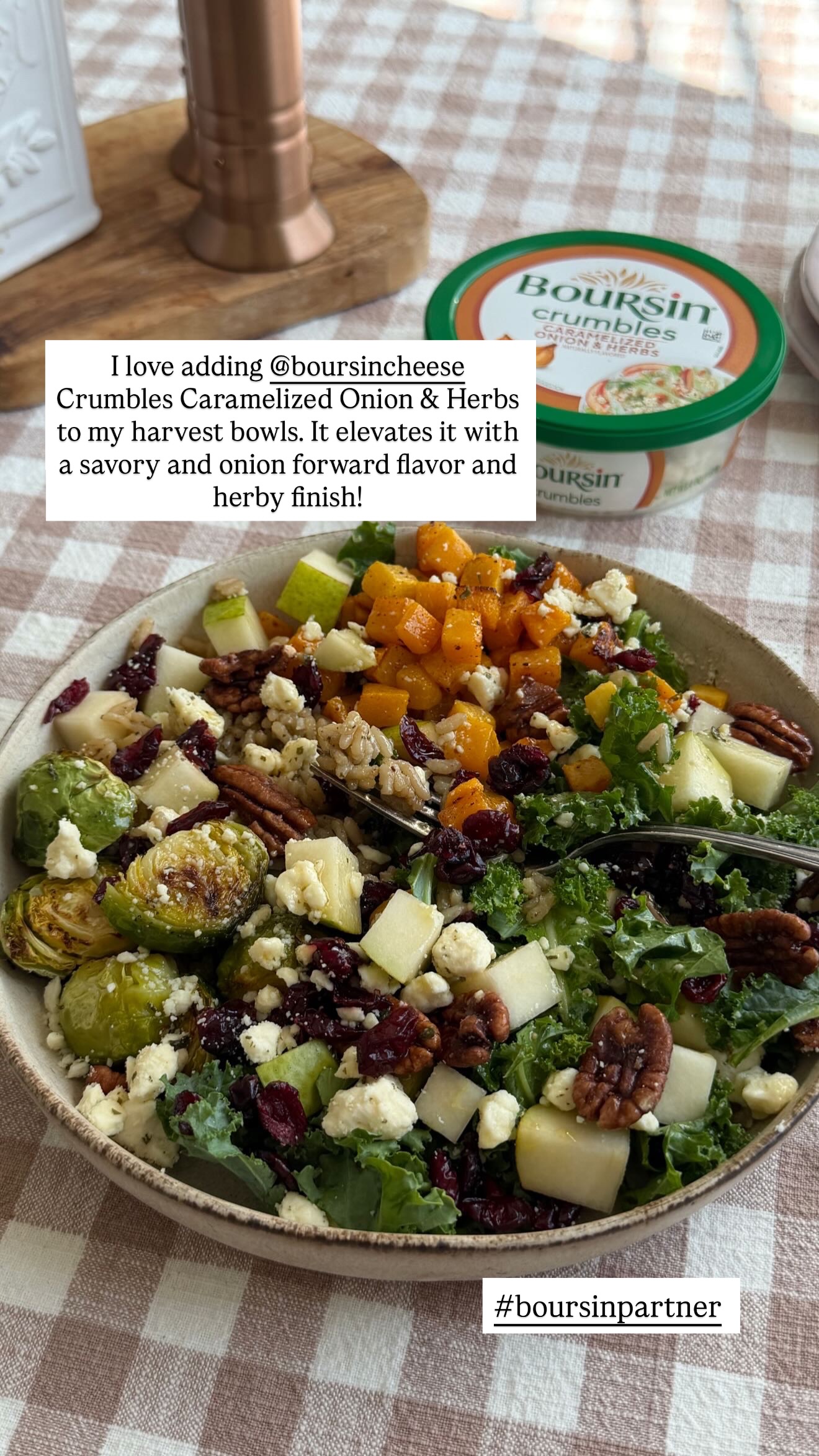 Dash of Mandi Facebook ad: I love adding @boursincheese Crumbles Caramelized Onion &…